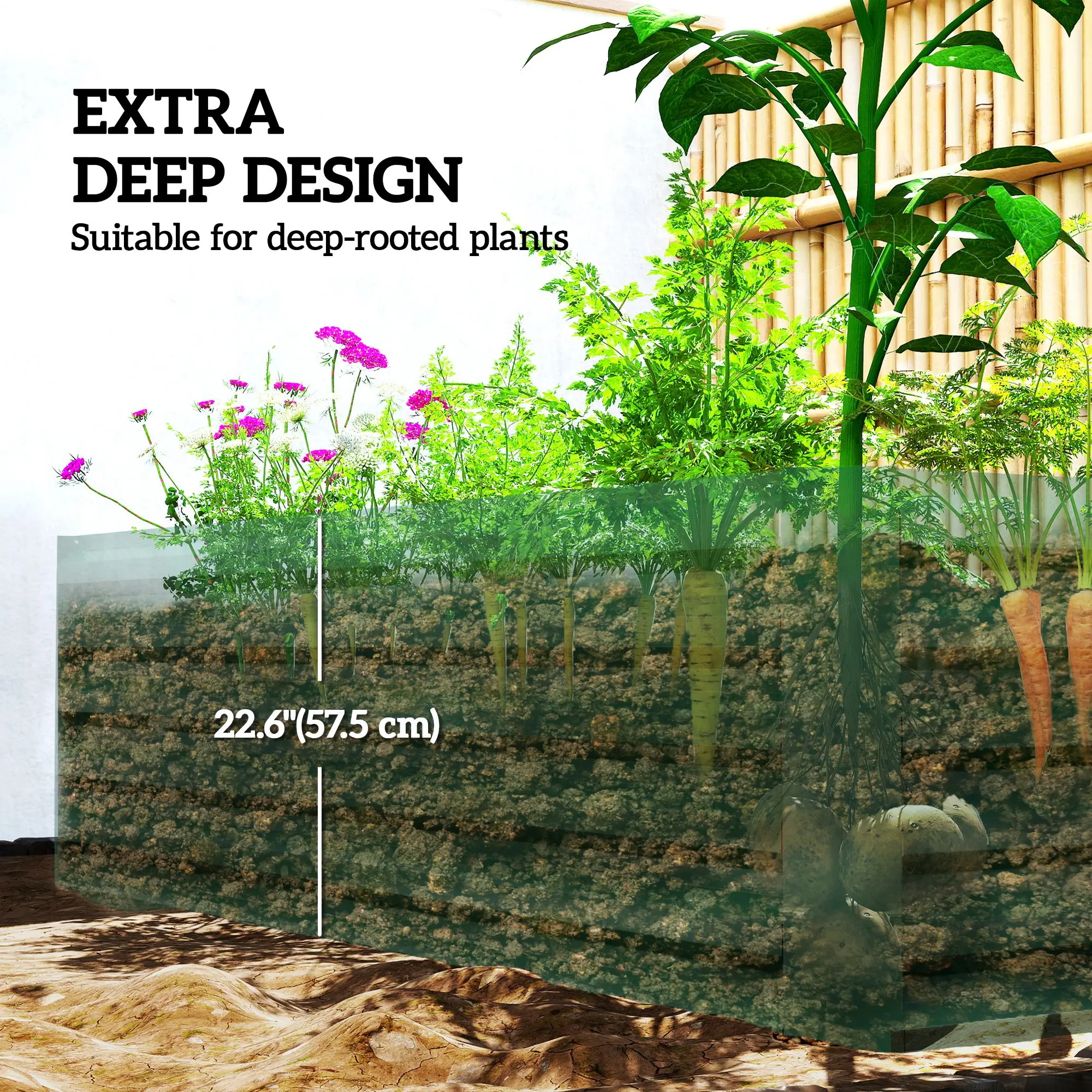 6' x 3' x 2' Raised Garden Bed, Galvanized Planter Box, Dark Green - Image 4