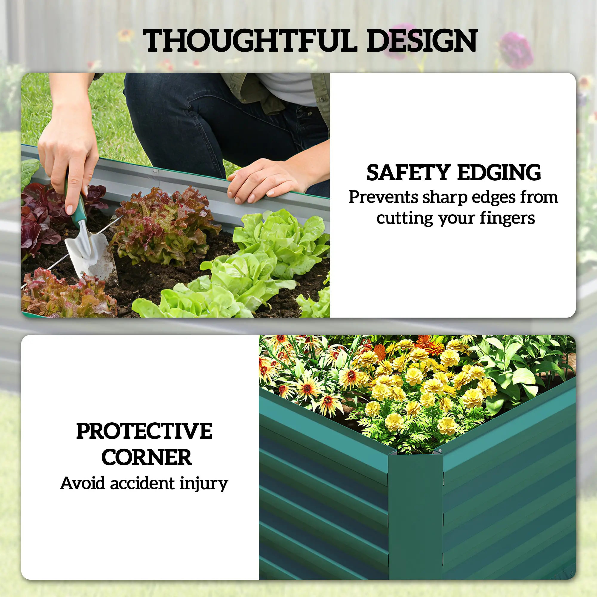 6' x 3' x 2' Raised Garden Bed, Galvanized Planter Box, Dark Green - Image 7