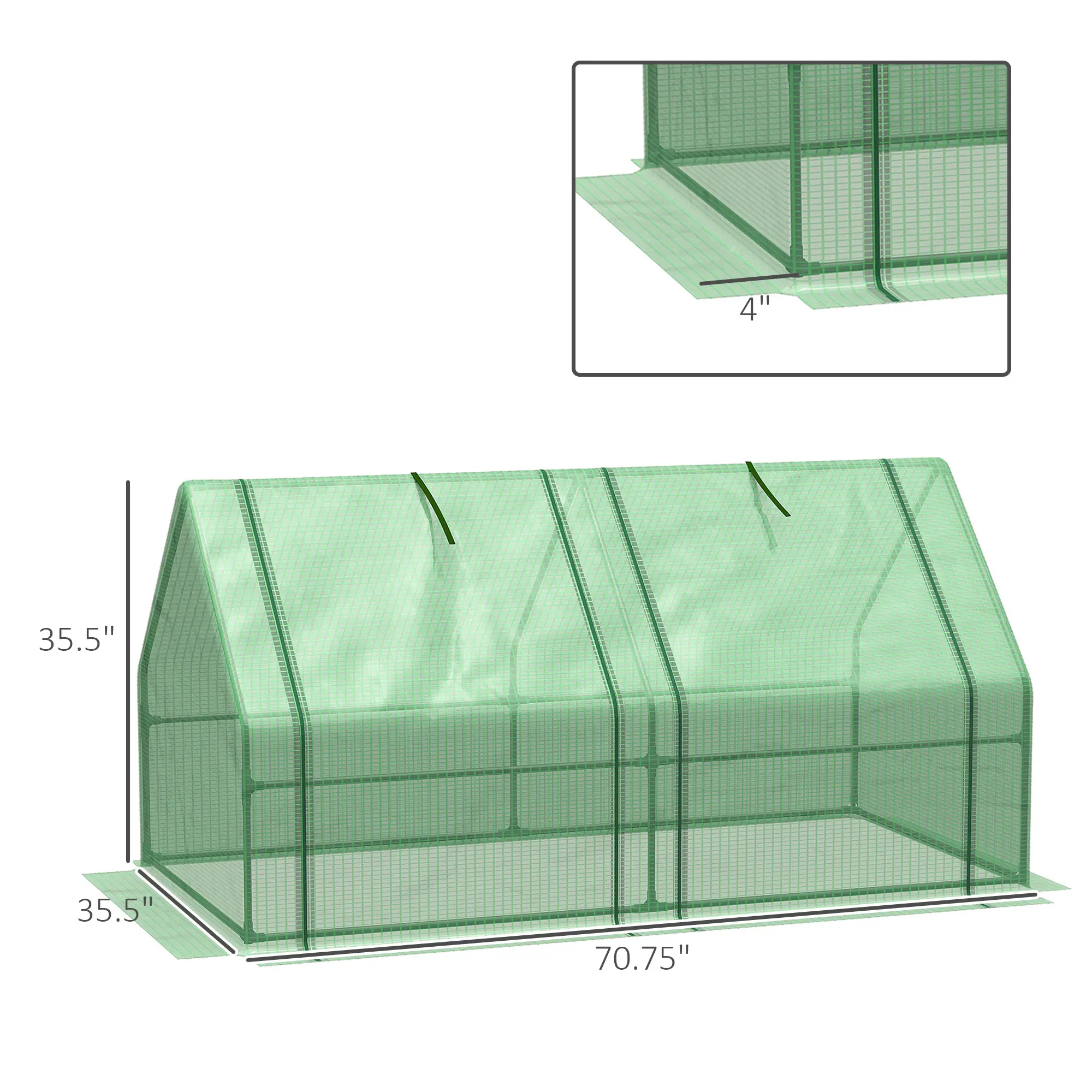 6' x 3' x 3' Portable Tunnel Greenhouse, Outdoor Garden, Green - Image 3