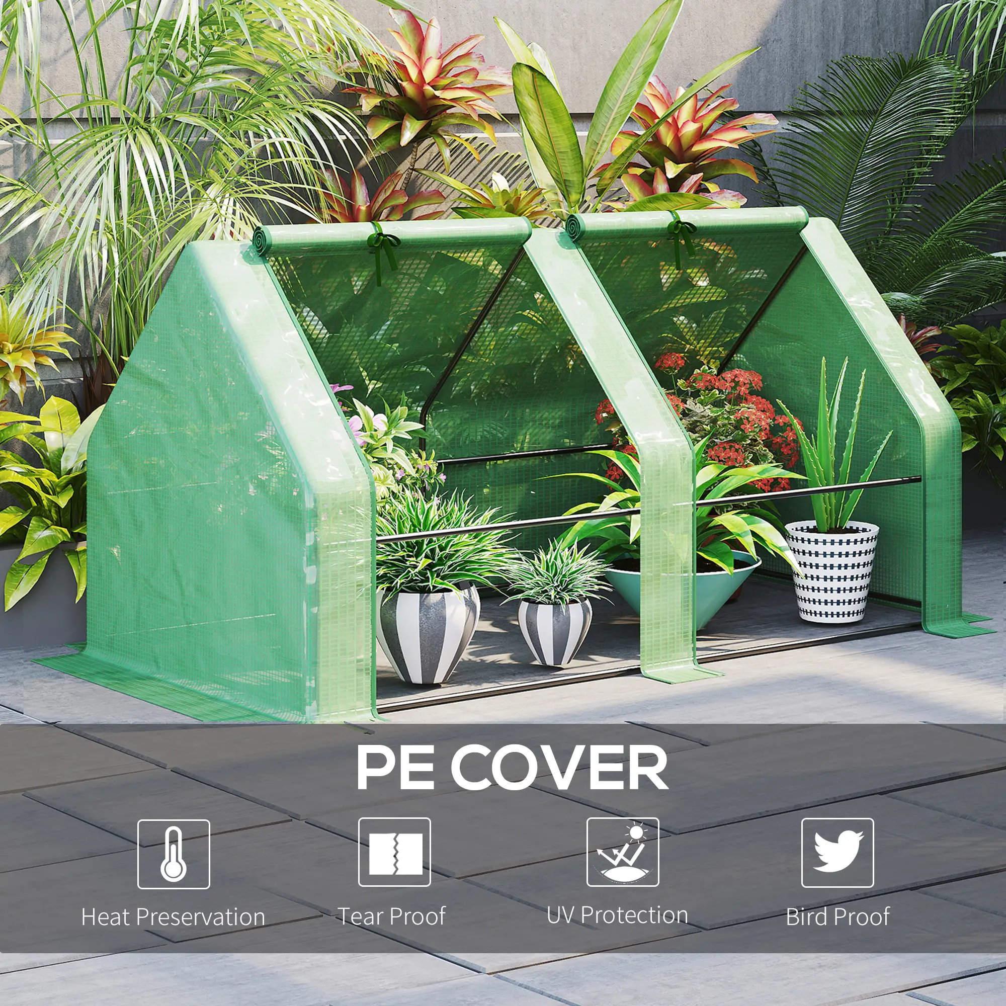 6' x 3' x 3' Portable Tunnel Greenhouse, Outdoor Garden, Green - Image 4