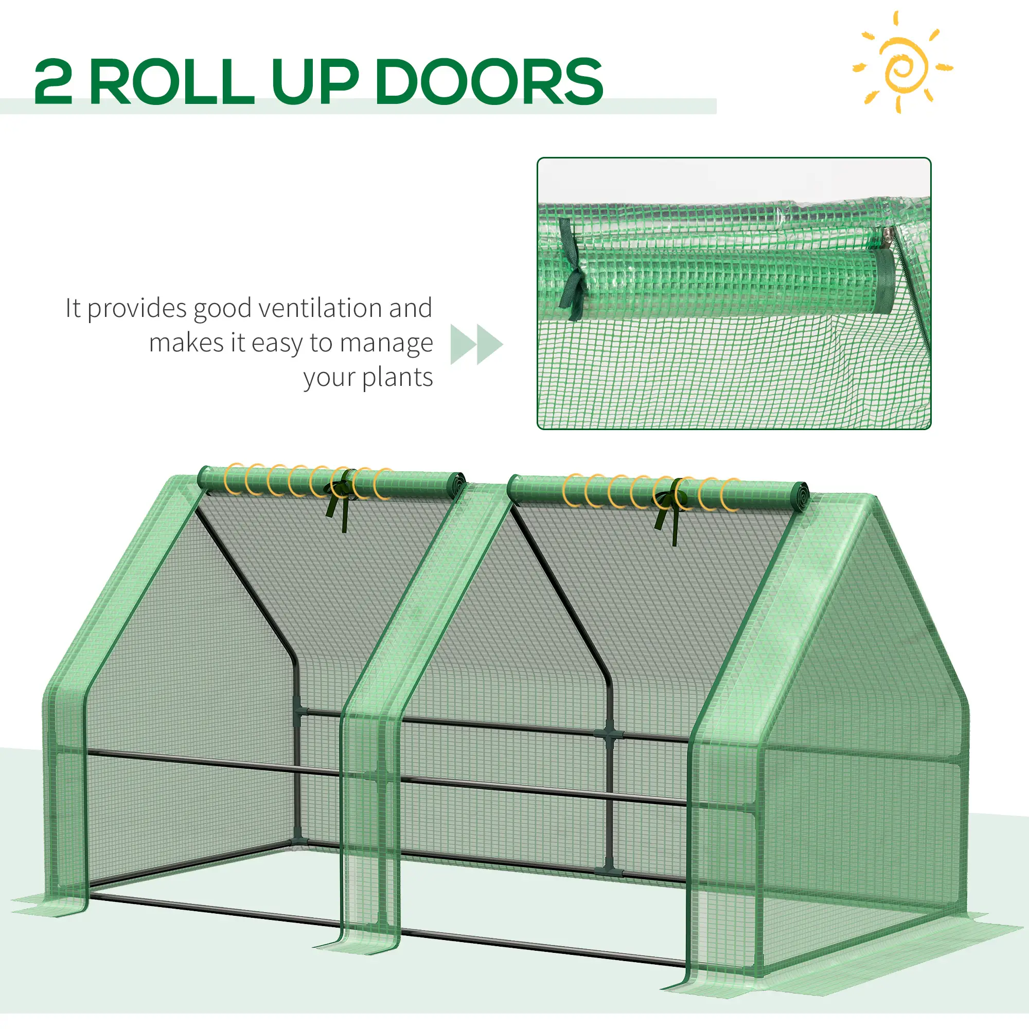 6' x 3' x 3' Portable Tunnel Greenhouse, Outdoor Garden, Green - Image 7