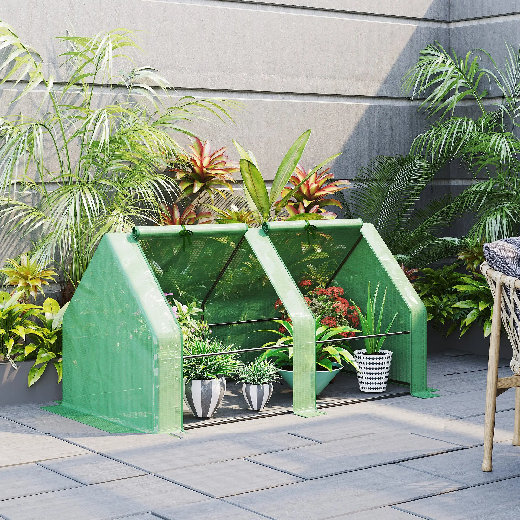 6' x 3' x 3' Portable Tunnel Greenhouse, Outdoor Garden, Green - Image 8