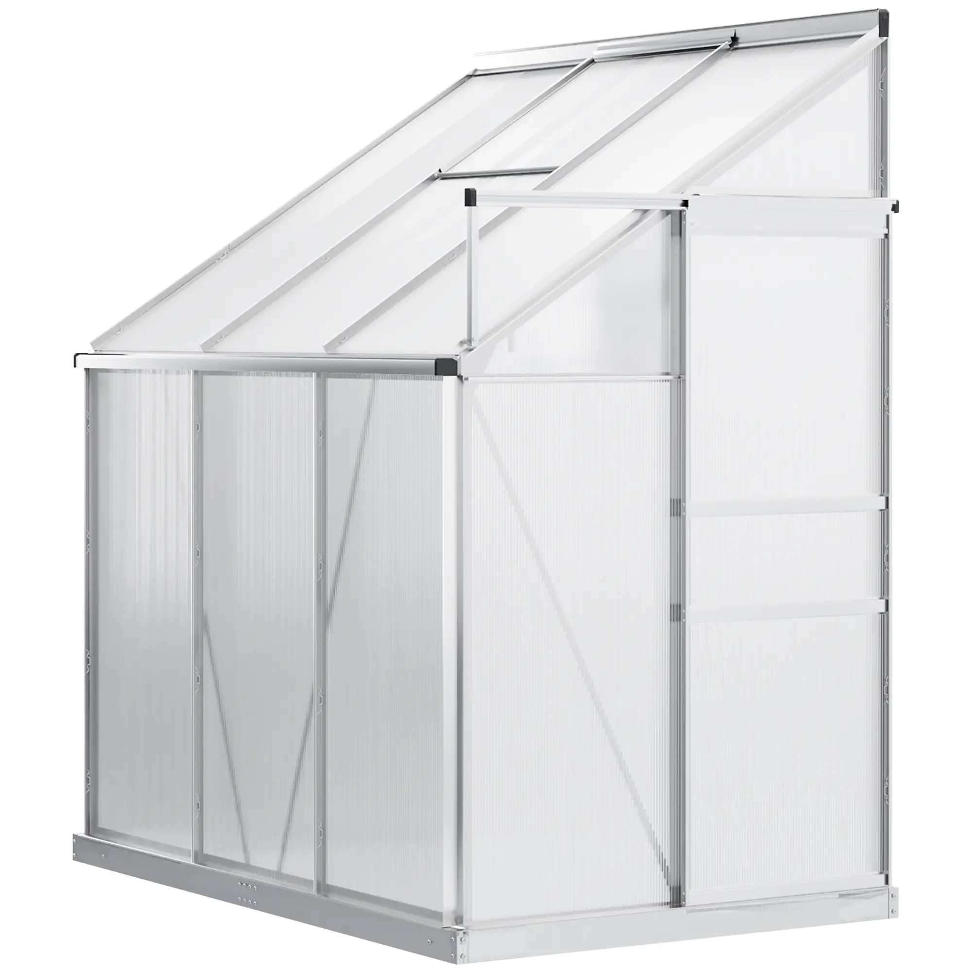 6' x 4' Aluminum Greenhouse, Polycarbonate, Adjustable Roof Vent, Clear - Image 11