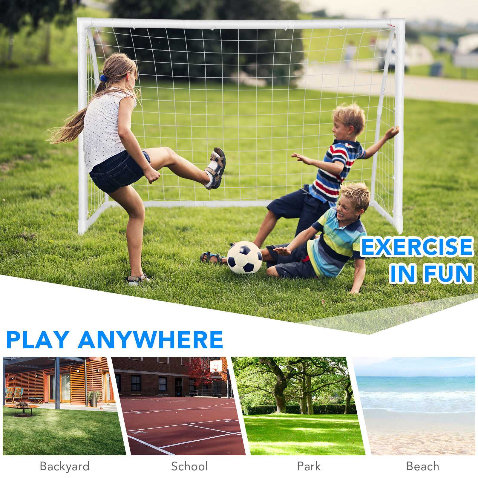 6 x 4 Feet Soccer Goal, Strong UPVC Frame, White - Image 10