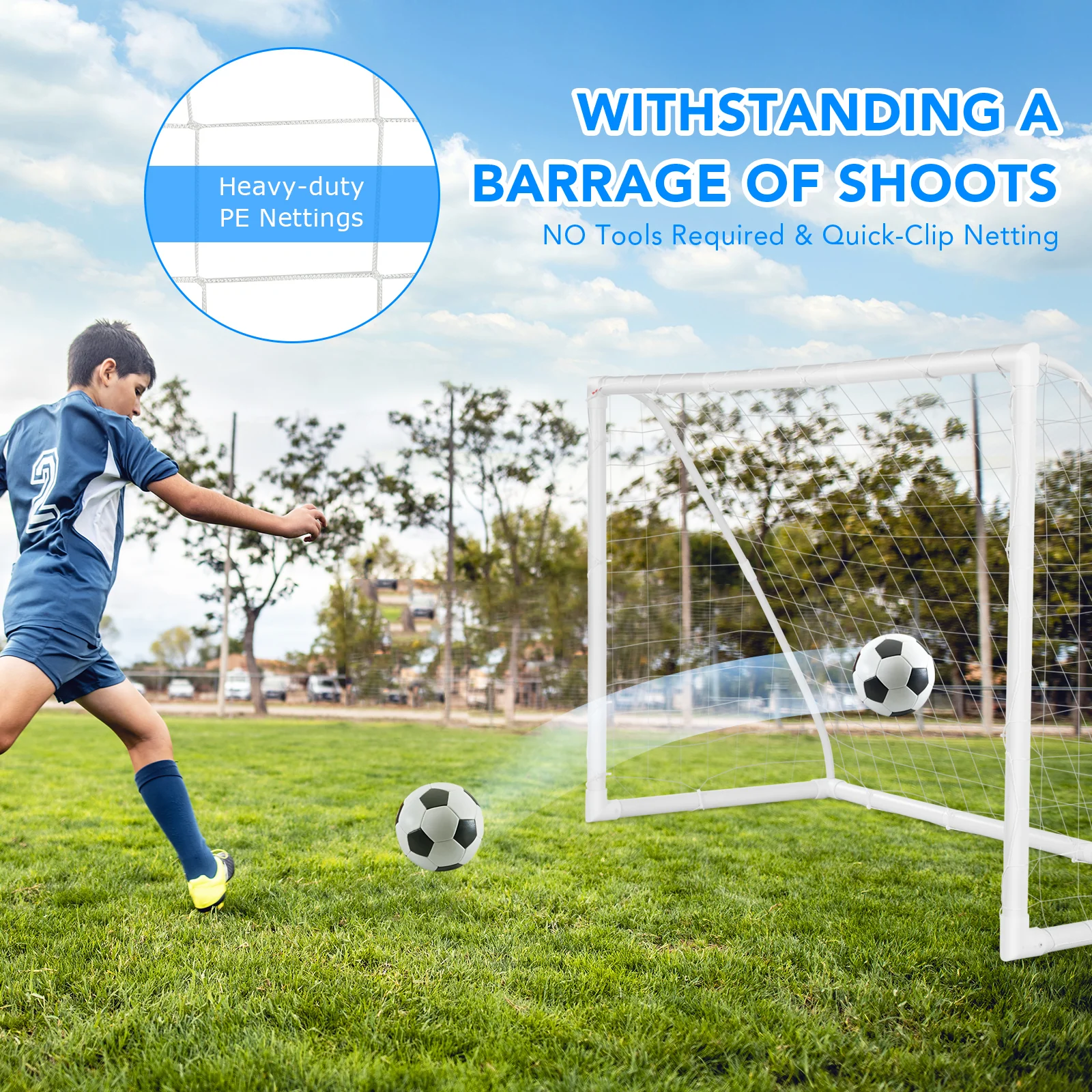 6 x 4 Feet Soccer Goal, Strong UPVC Frame, White - Image 9