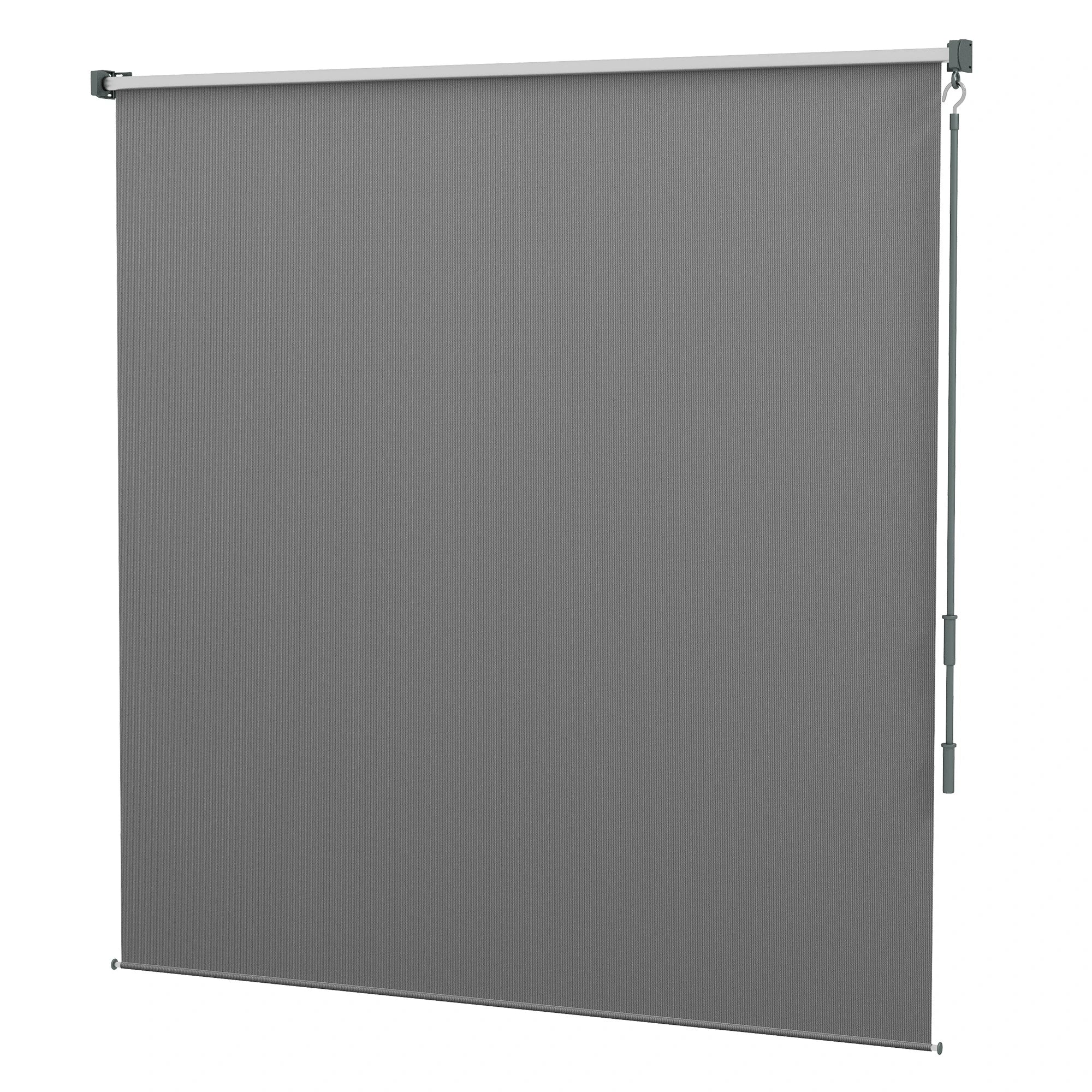 6' x 6' Outdoor Roller Shades, Cordless Porch Blinds, Light Grey