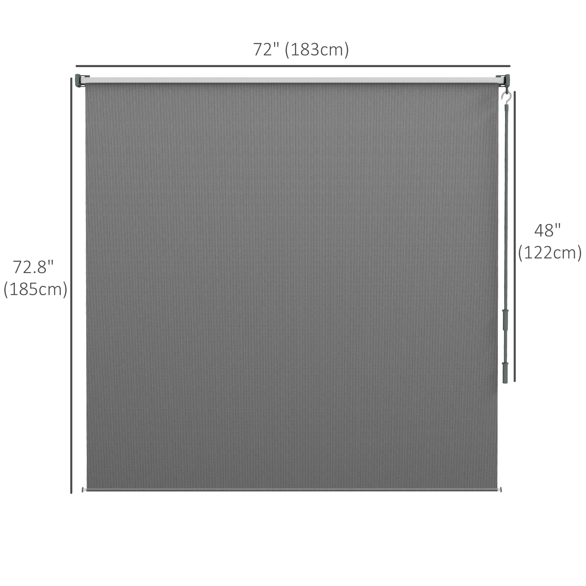 6' x 6' Outdoor Roller Shades, Cordless Porch Blinds, Light Grey - Image 3