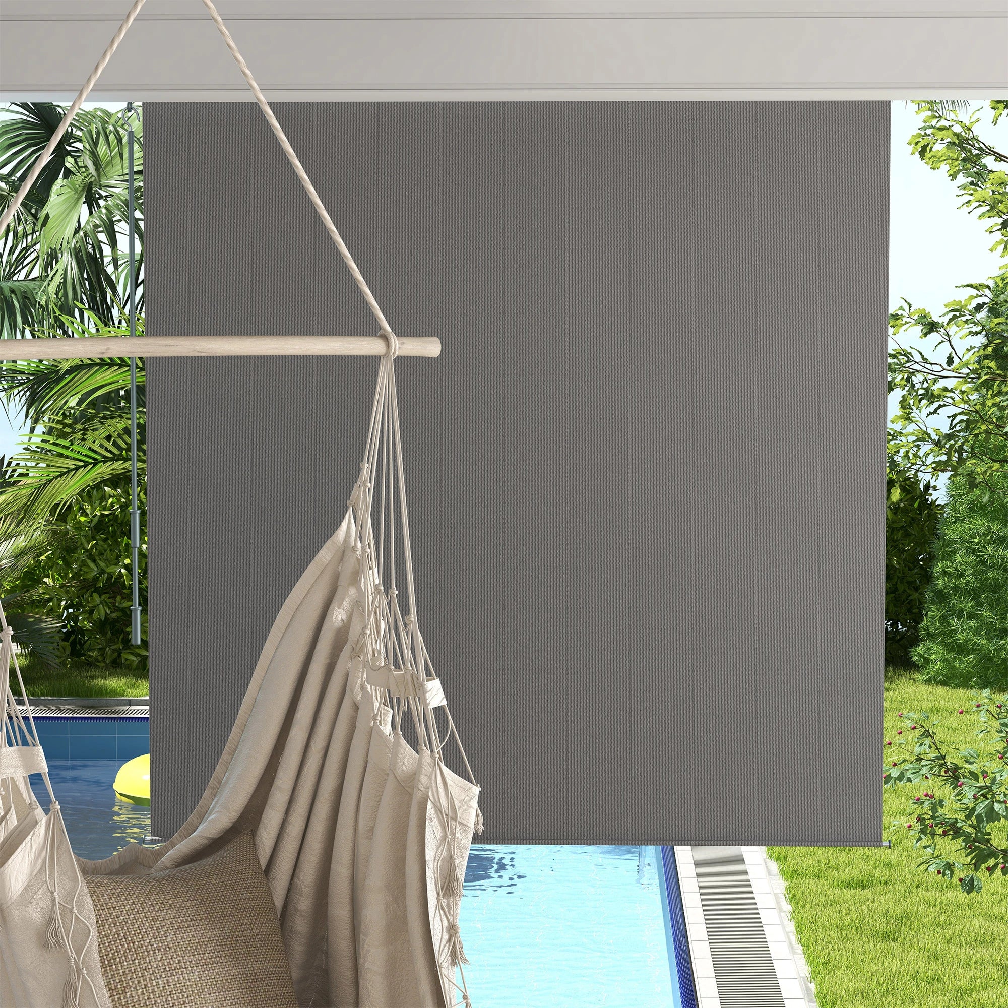 6' x 6' Outdoor Roller Shades, Cordless Porch Blinds, Light Grey - Image 9
