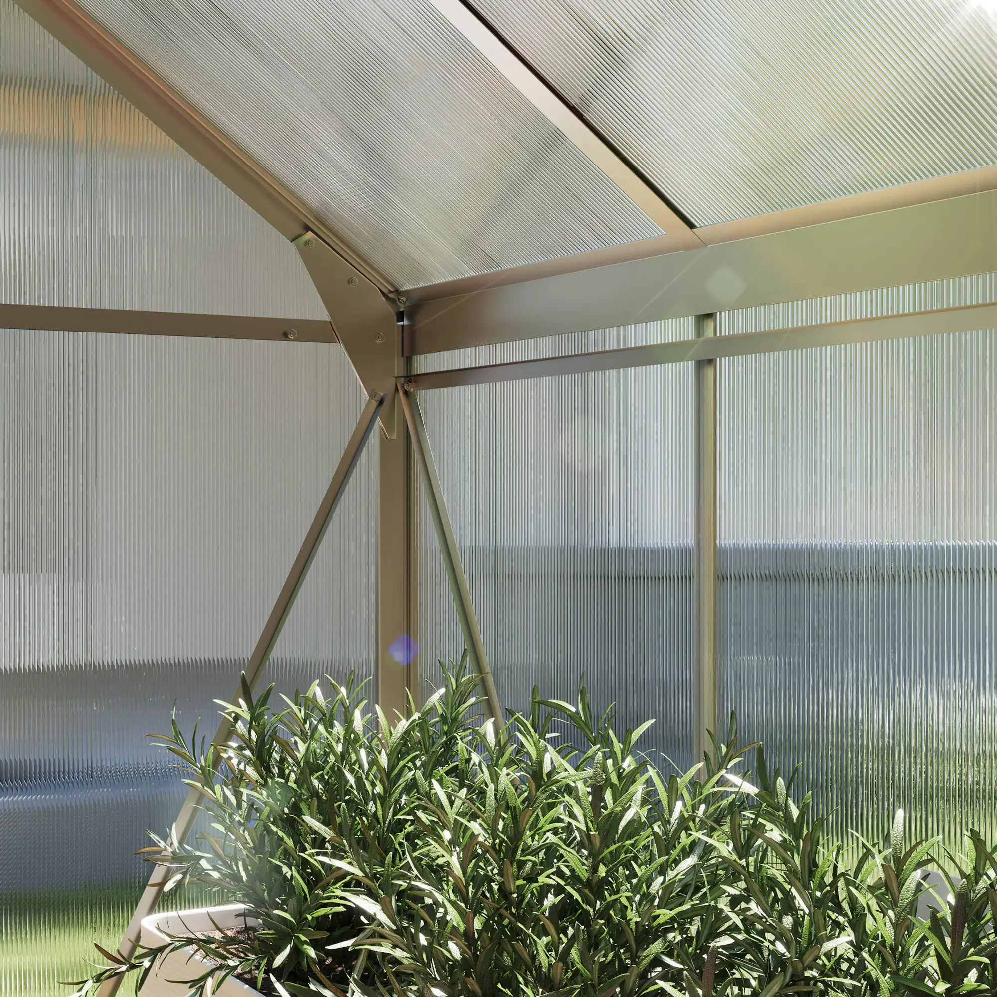 6' x 6' x 6.6' Polycarbonate Greenhouse, Walk-In Garden Kit, Silver - Image 8