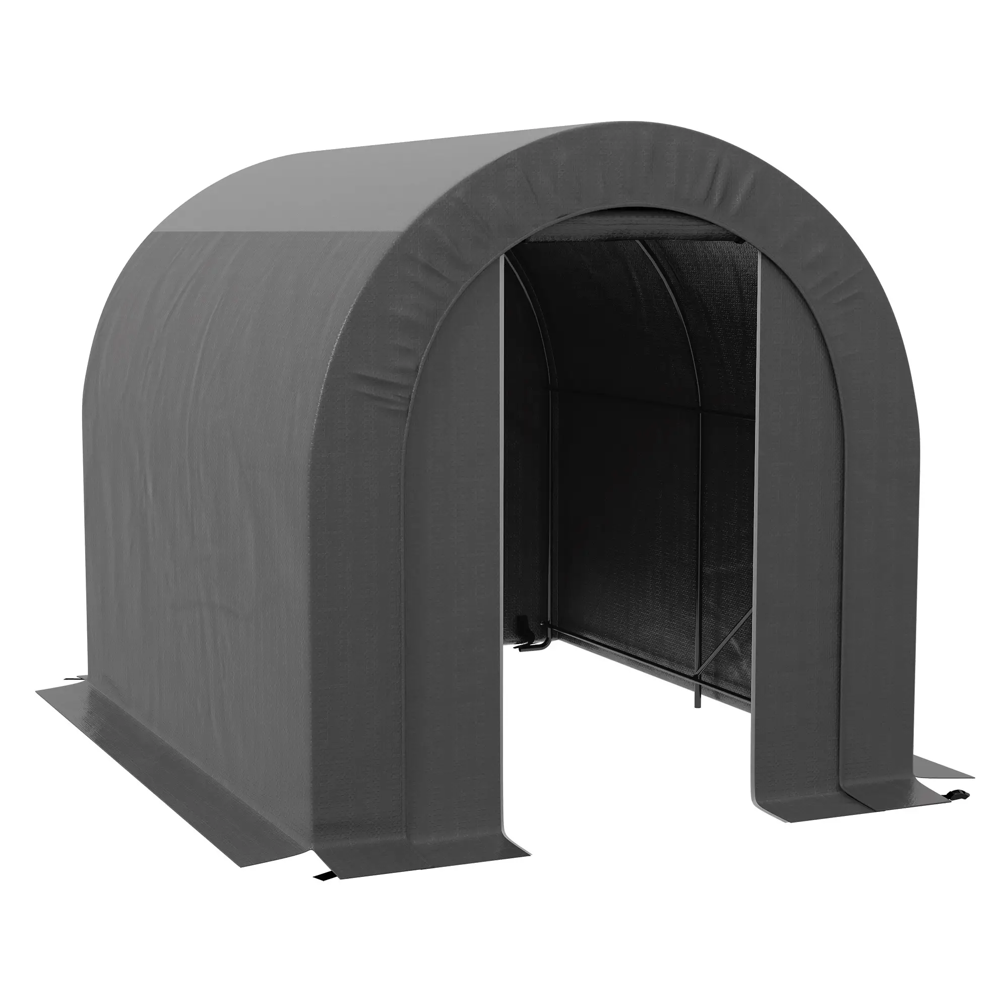 6' x 8' Outdoor Storage Shed, Heavy Duty Galvanized Steel, Dark Grey - Image 11