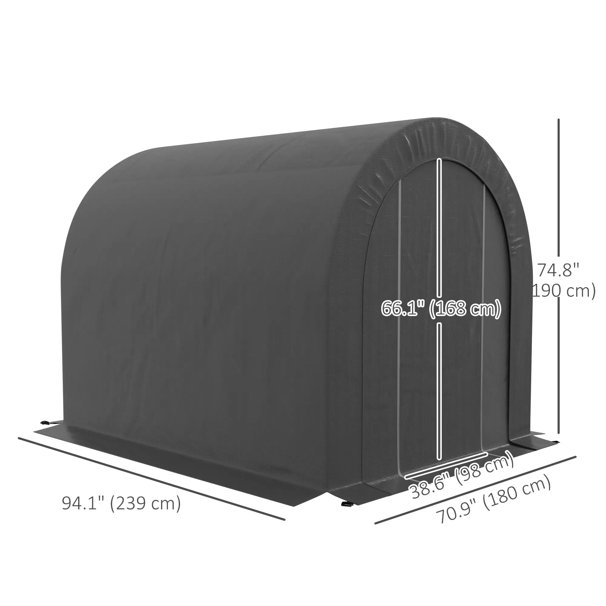 6' x 8' Outdoor Storage Shed, Heavy Duty Galvanized Steel, Dark Grey - Image 3