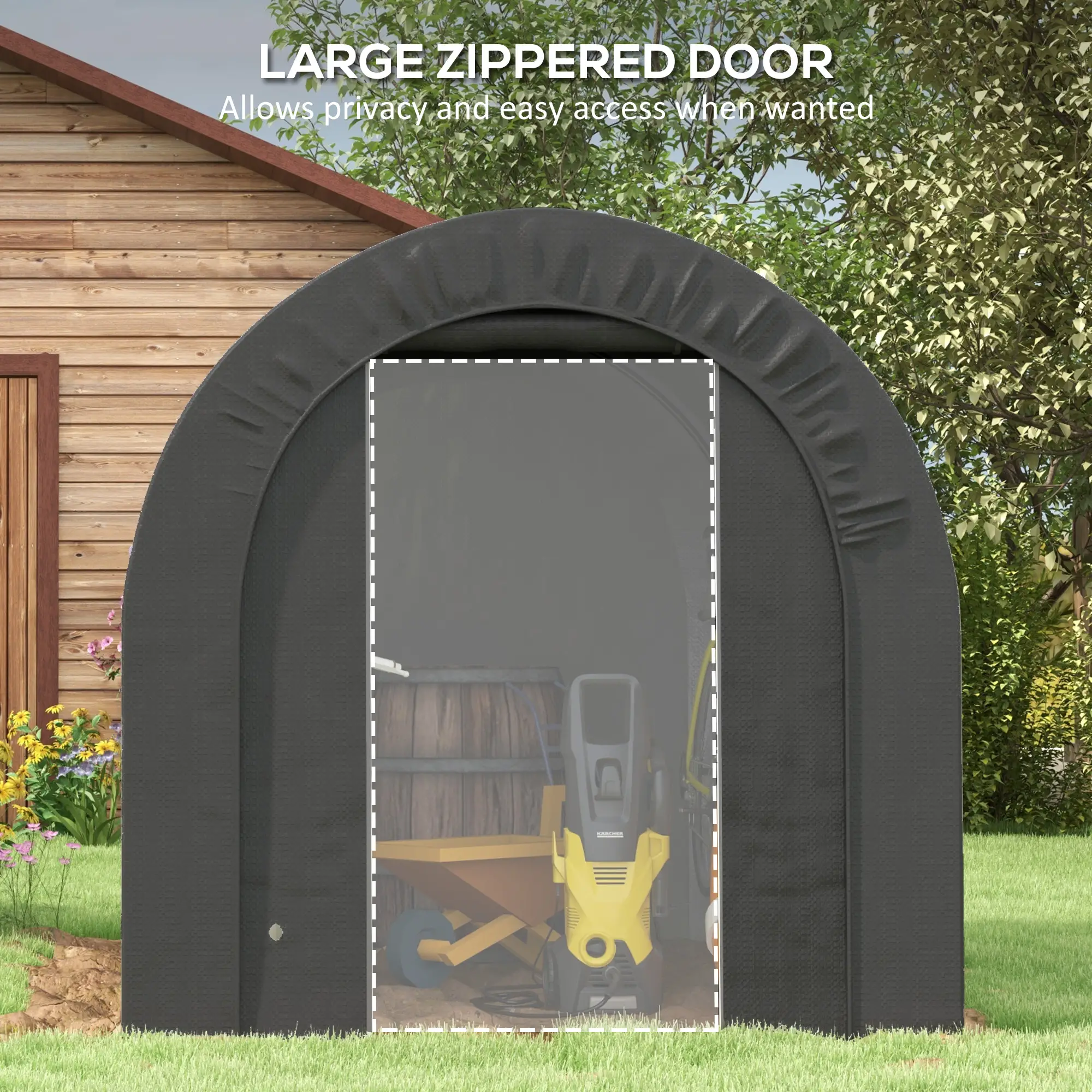 6' x 8' Outdoor Storage Shed, Heavy Duty Galvanized Steel, Dark Grey - Image 6