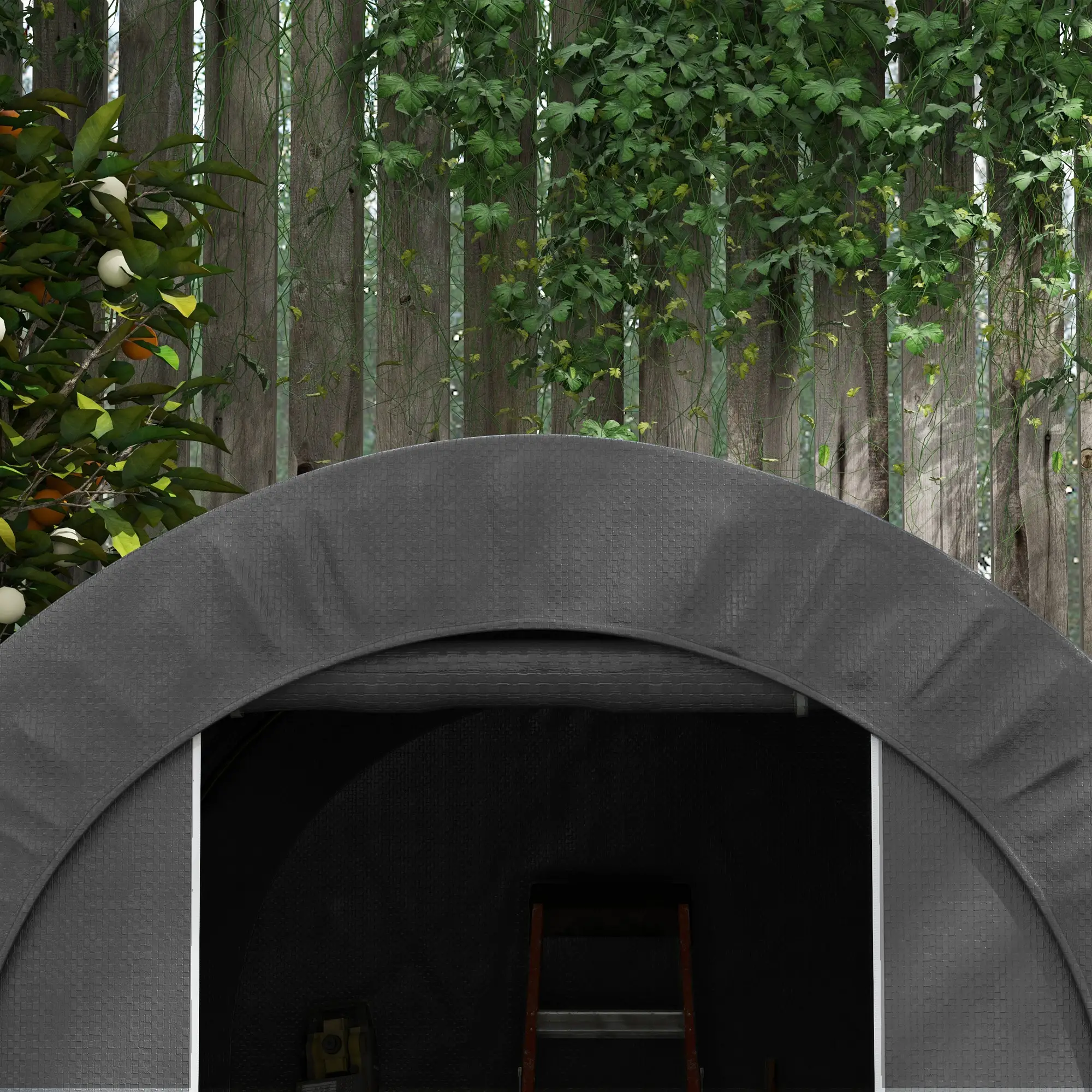 6' x 8' Outdoor Storage Shed, Heavy Duty Galvanized Steel, Dark Grey - Image 9