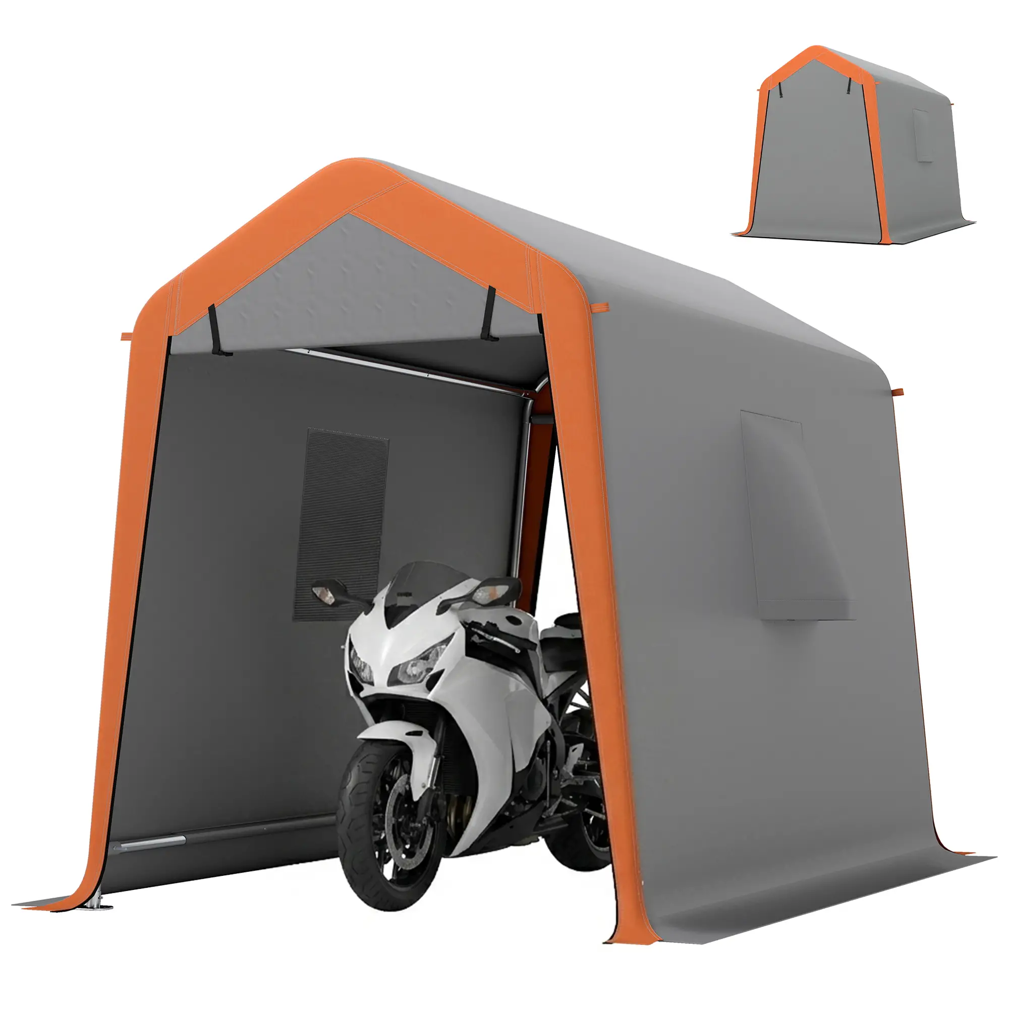 6' x 8' Portable Storage Shed Tent, Waterproof Motorcycle Bike Tent, Light Grey