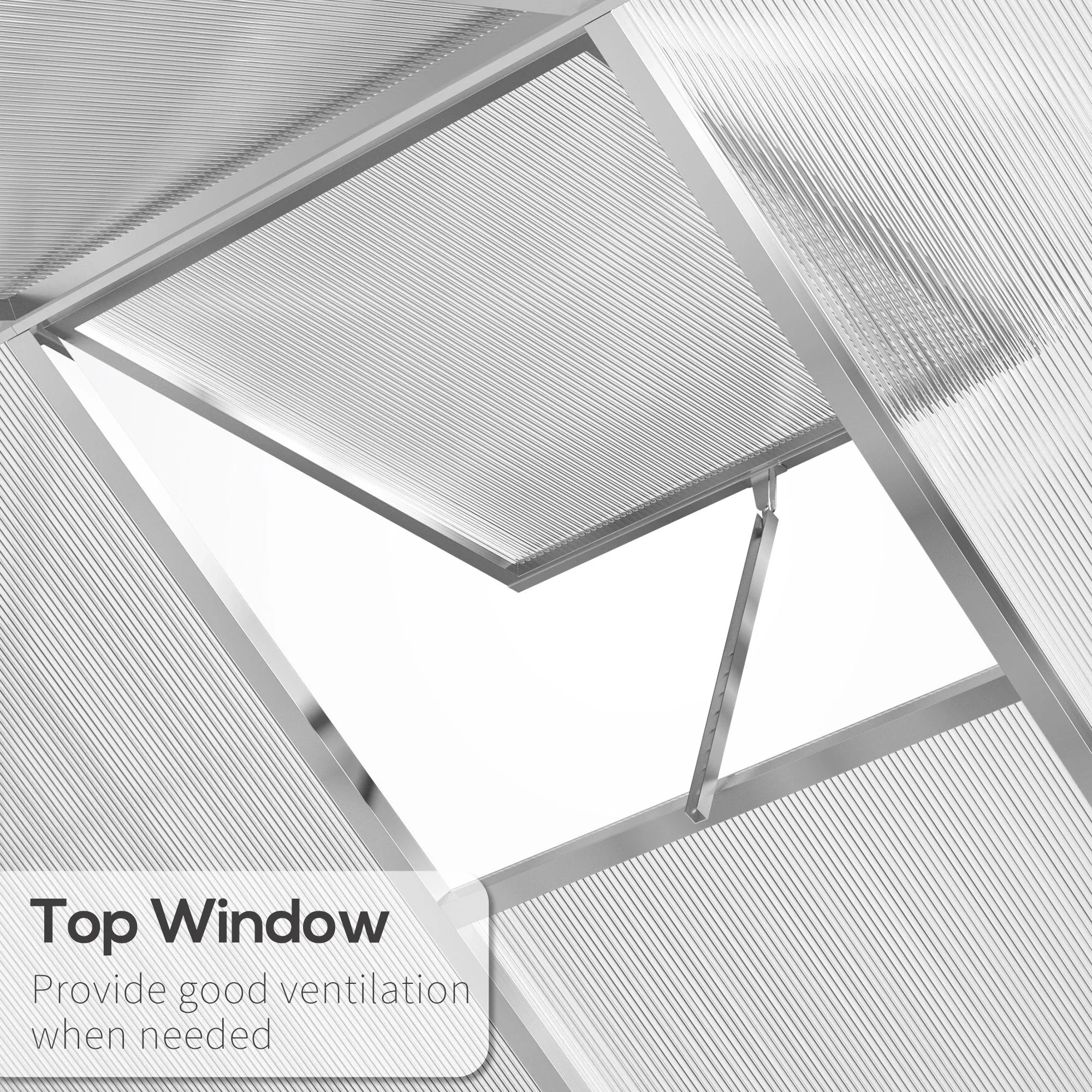 6' x 8' x 6.4' Walk-in Greenhouse, Polycarbonate Panels, Silver - Image 6