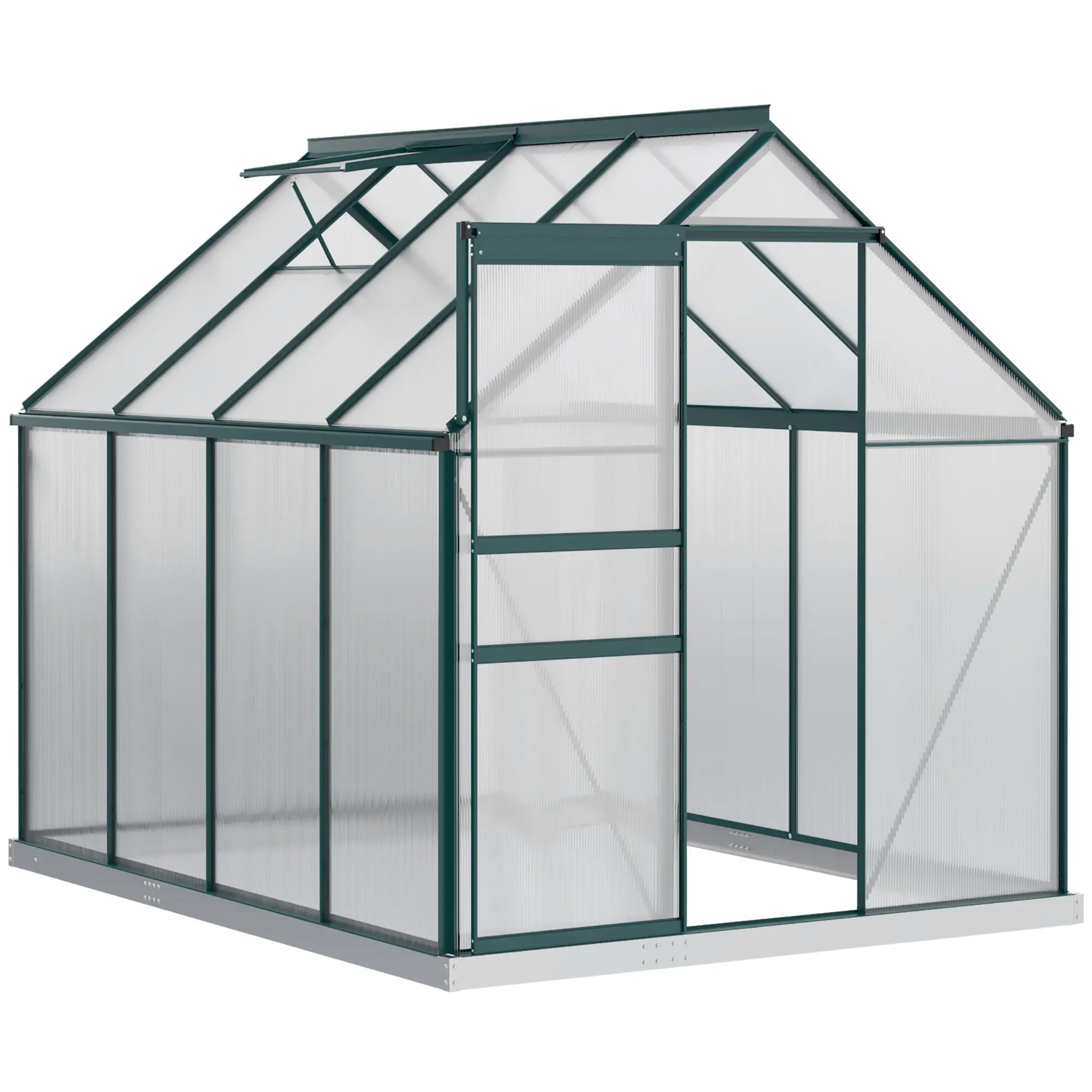 6' x 8' x 6.5' Polycarbonate Greenhouse, Walk-in, Adjustable Roof Vent, Green - Image 12