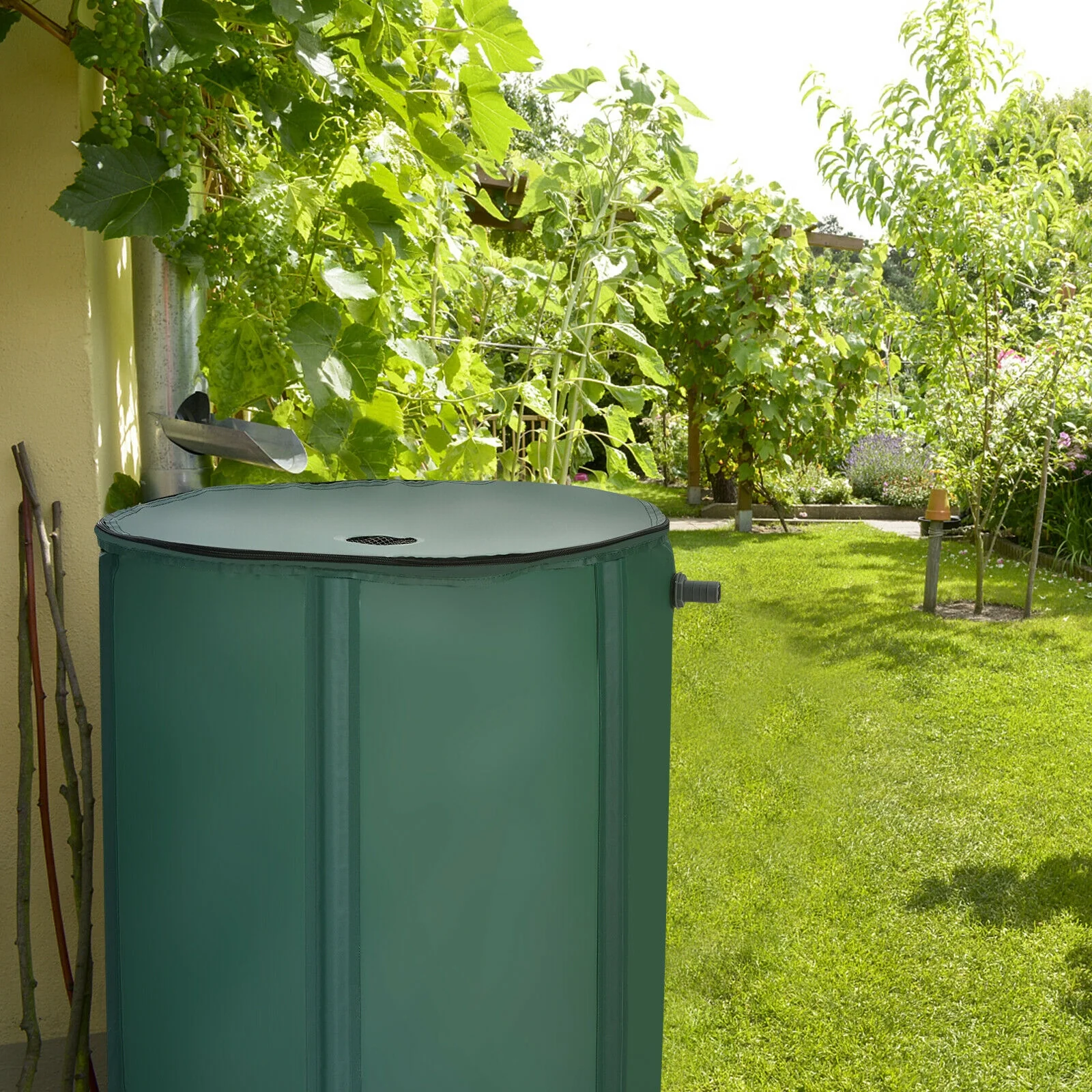 60 Gallon Collapsible Rain Barrel, Water Collector, Green - Image 3