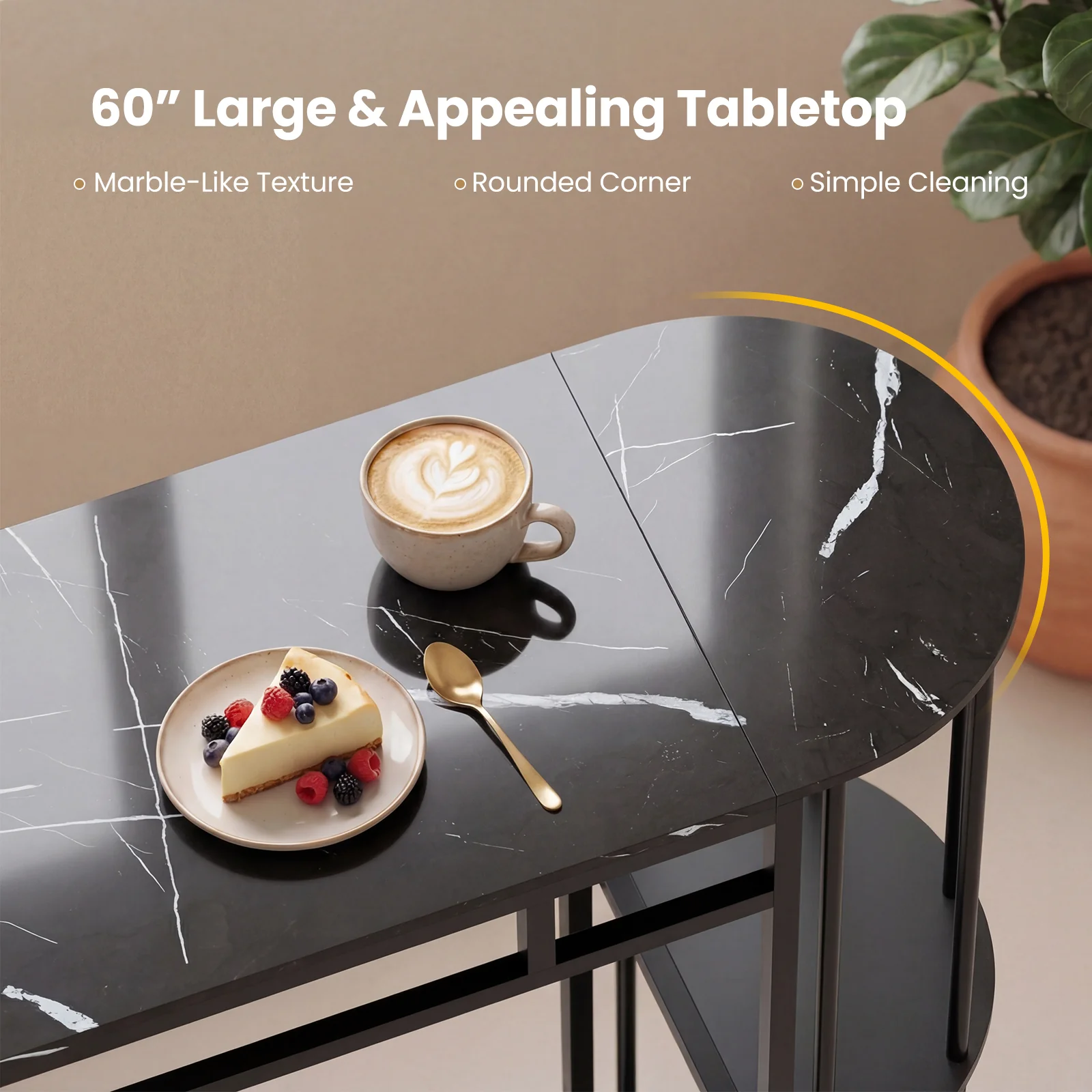 60 Inch Dining Table, 2 Barstools, Faux Marble Top, Gray - Image 7