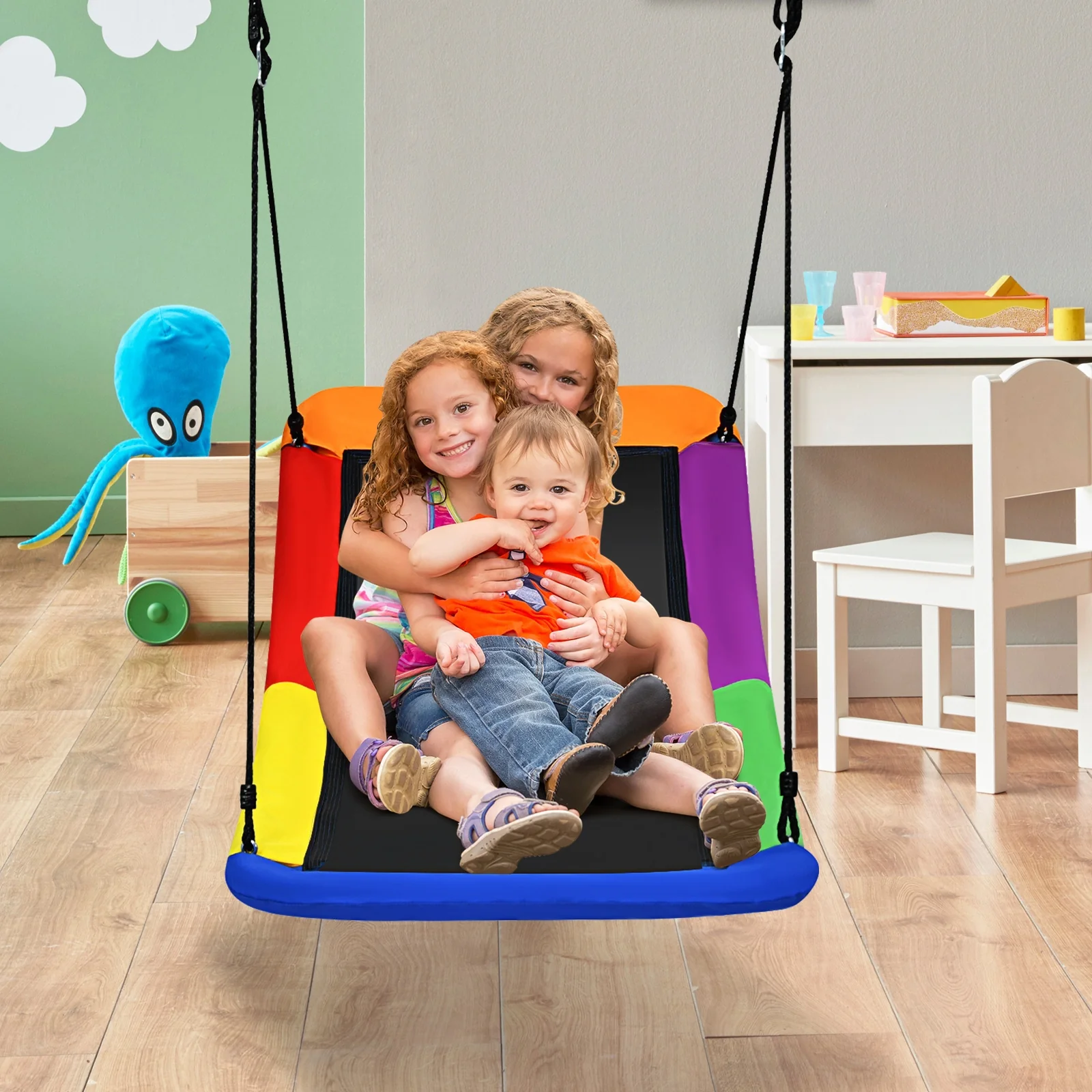 60 Inch Giant 700lb Platform Tree Swing, Multicolor - Image 3