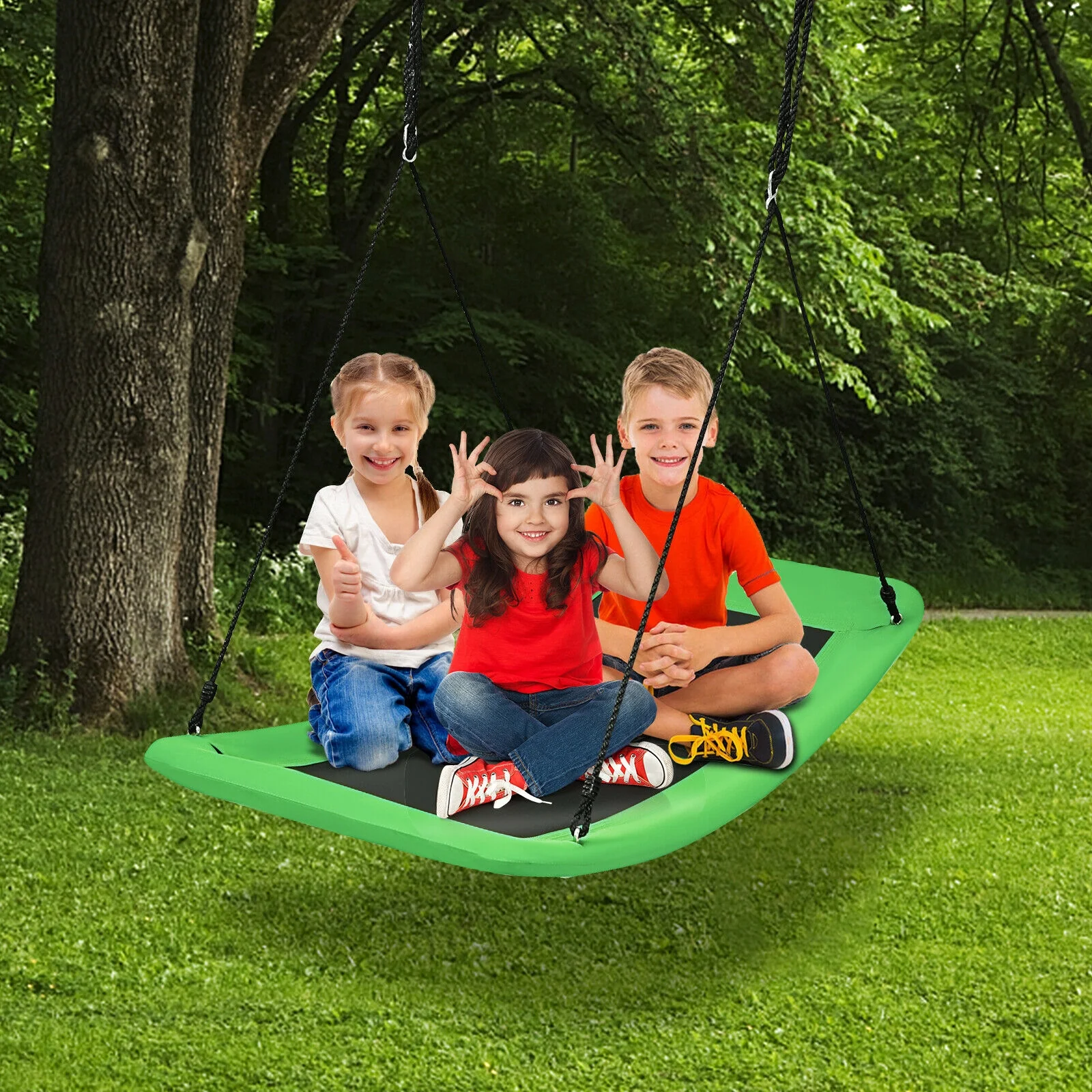 60 Inch Giant Platform Tree Swing, 700lb Capacity, Green - Image 2