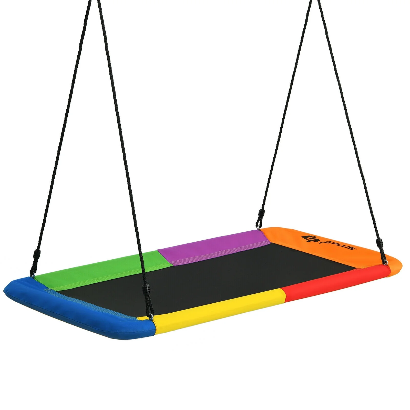 60 Inch Platform Tree Swing, 2 Hanging Straps, Multicolor - Image 13