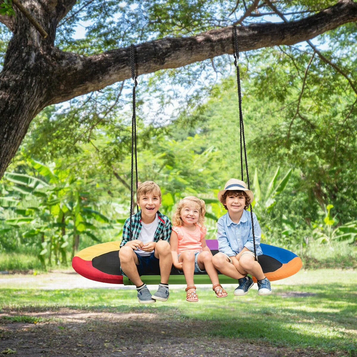 60 Inch Saucer Surf Adjustable Swing Set, Multicolor - Image 2