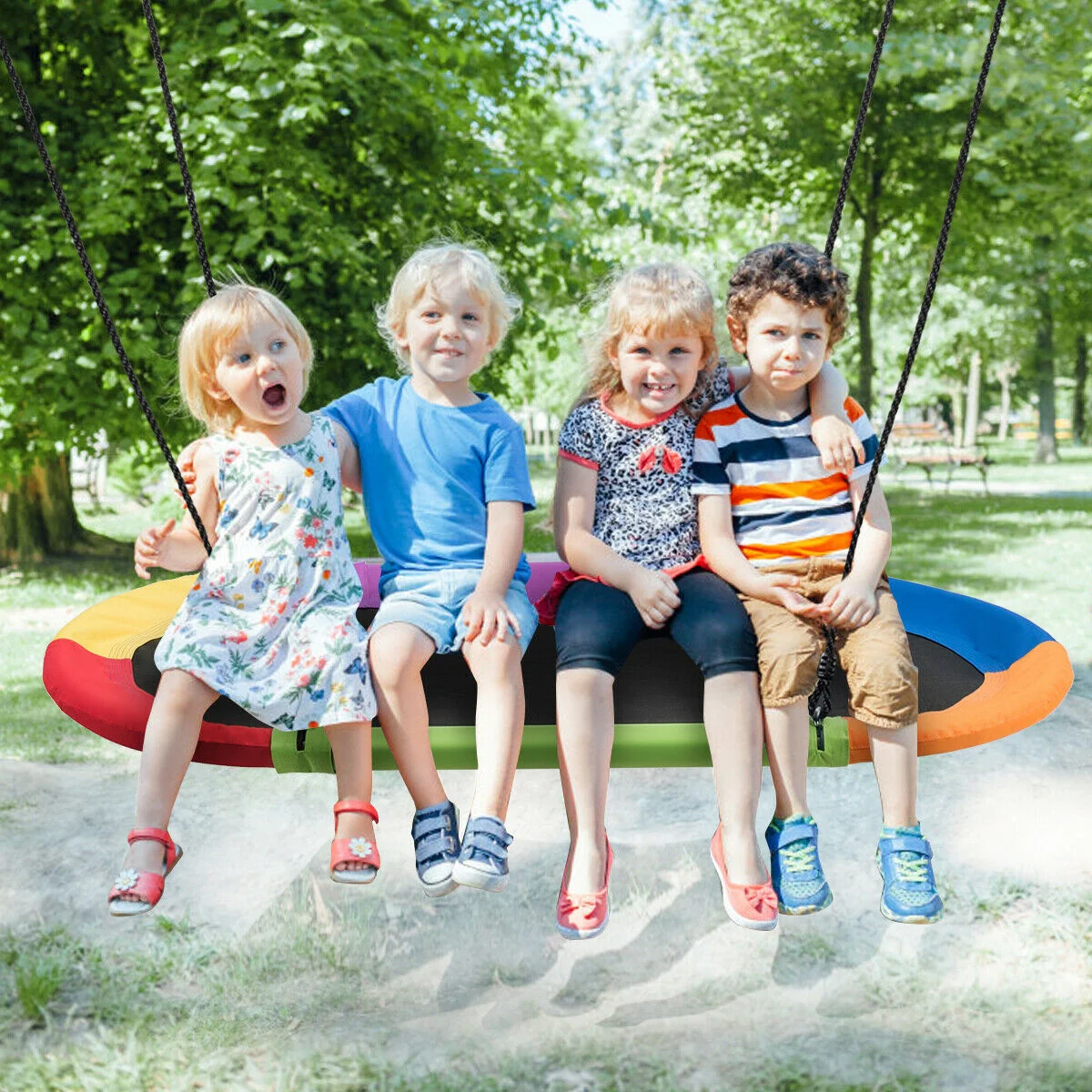 60 Inch Saucer Surf Adjustable Swing Set, Multicolor - Image 7