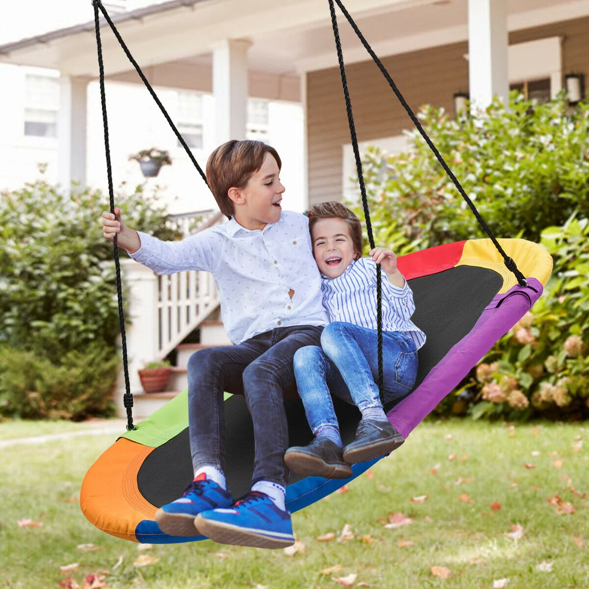 60 Inch Saucer Surf Adjustable Swing Set, Multicolor - Image 9