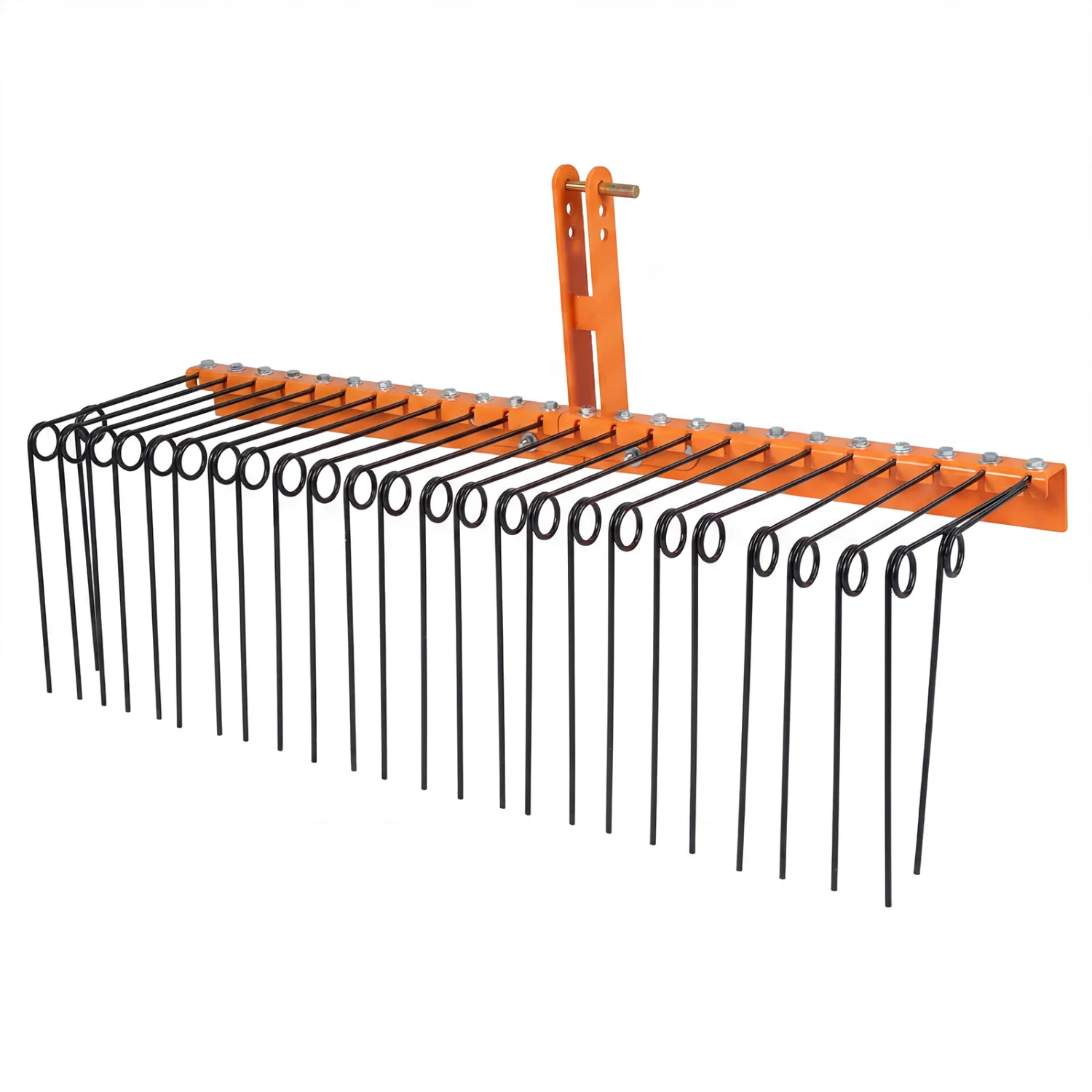 60" Pine Straw Rake Tow Behind Landscape With 26 Steel Tines, Orange