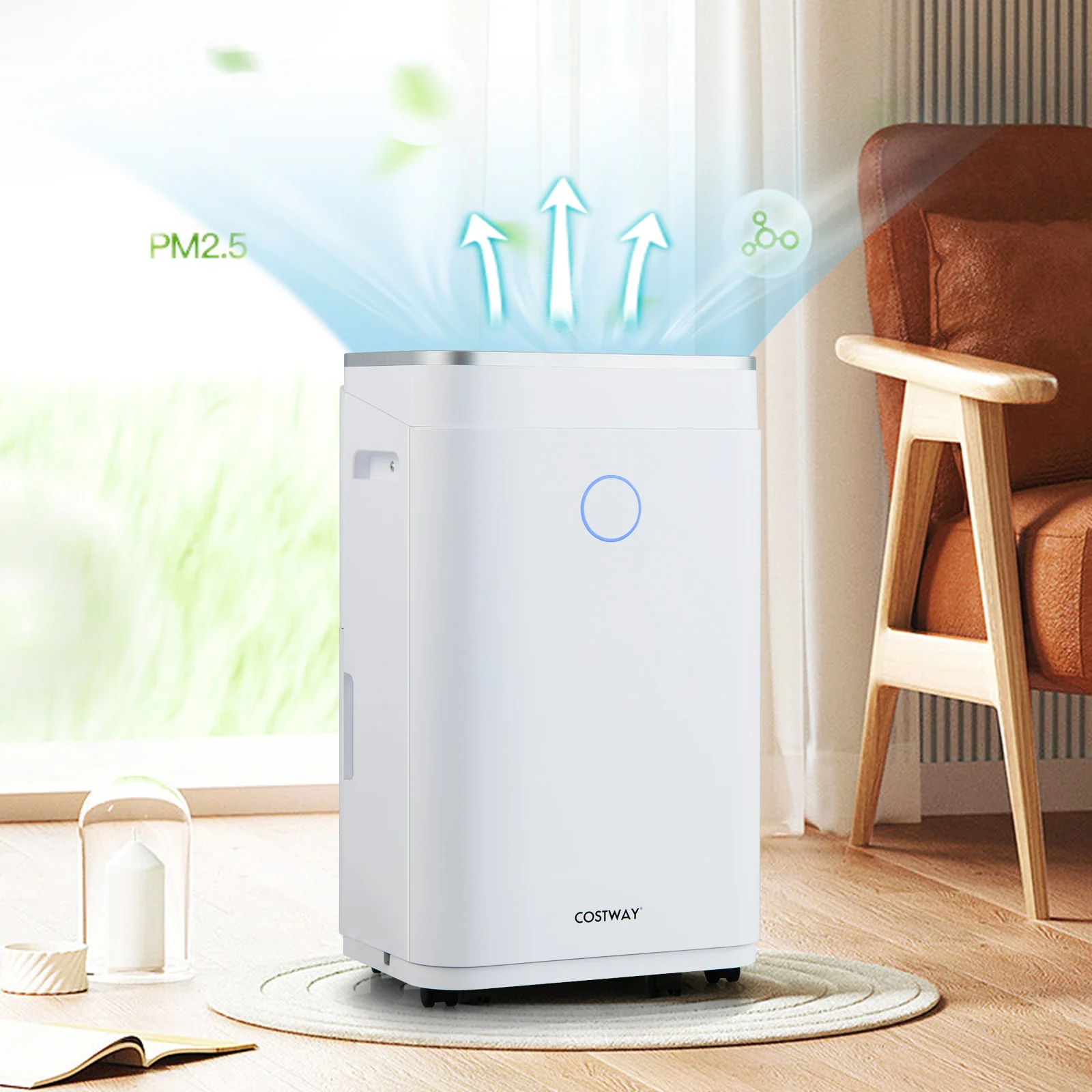60-Pint Dehumidifier, 4000 Sq. Ft, 3-Color Digital Display, White - Image 2