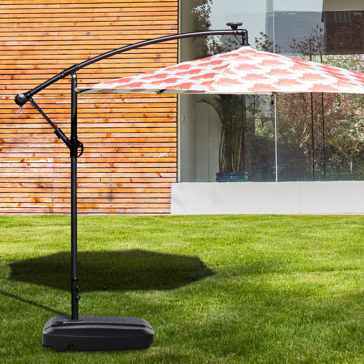 60L Plastic Weighted Fill Water Sand Wheel Patio Umbrella Base, Black - Image 2