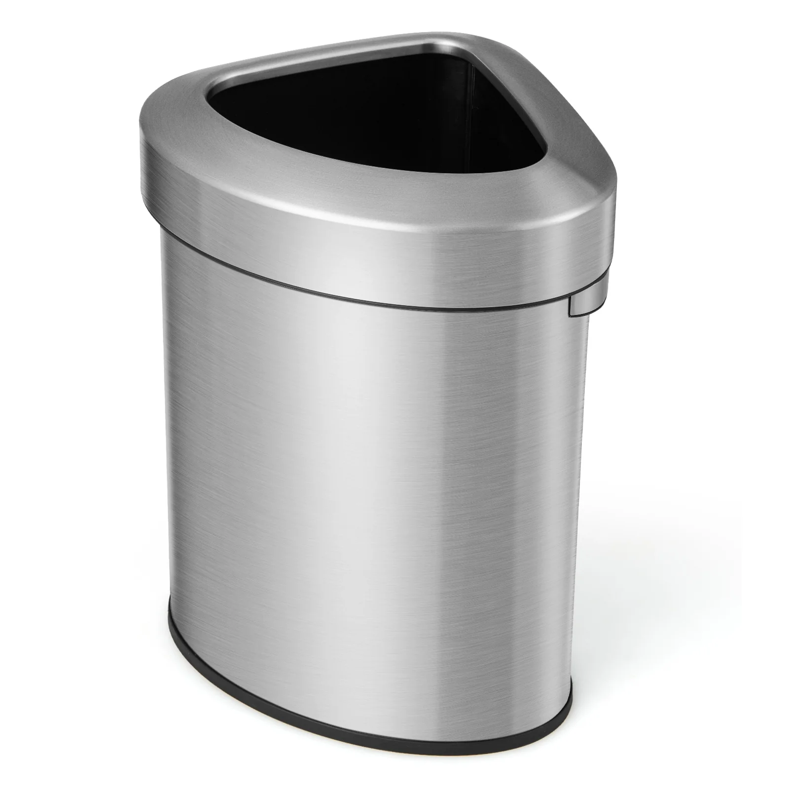 60L Stainless Steel Corner Trash Bin With Lid, Silver - Image 4