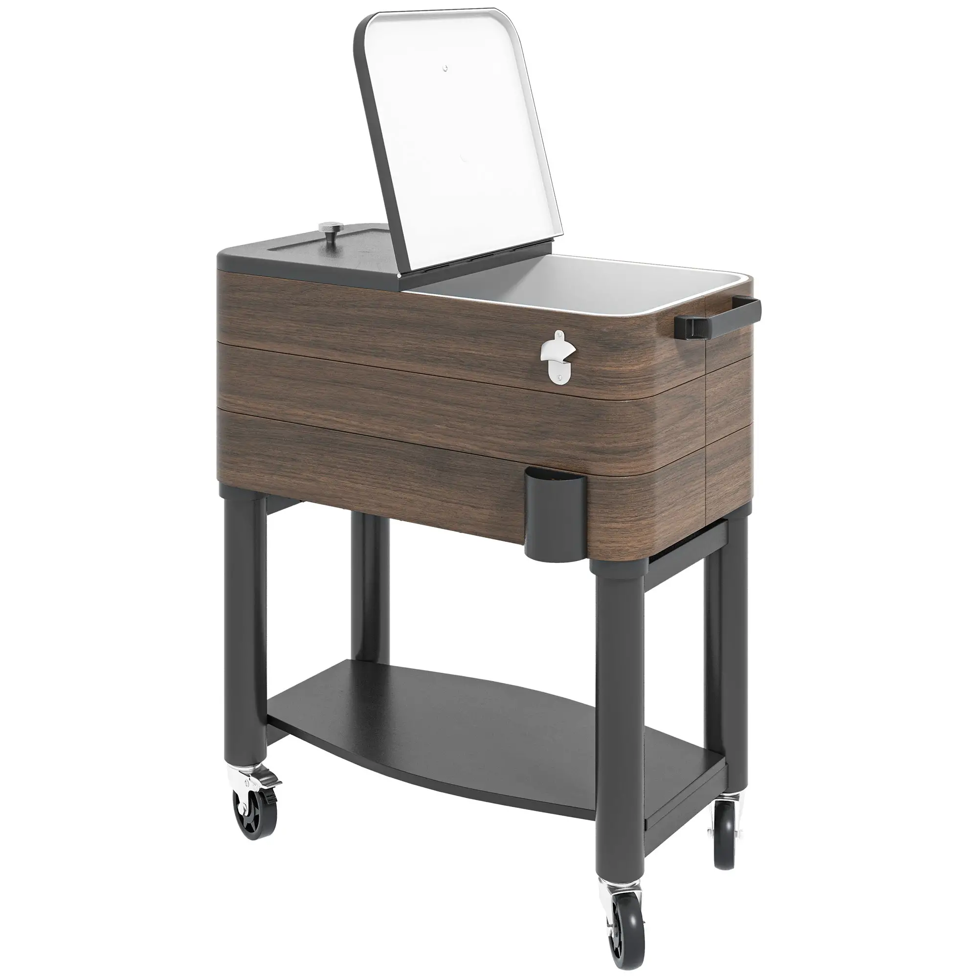 60qt Patio Cooler, Portable Outdoor Cooler with Wheels, Brown - Image 11