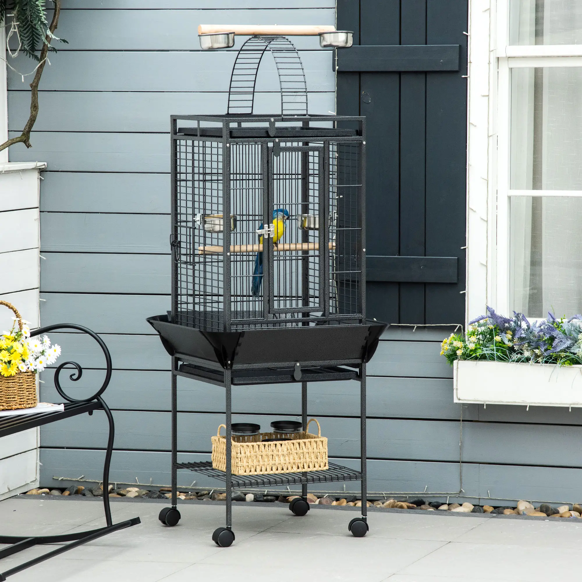 61.5 Inch Bird Cage for Cockatiel, Parakeet House with Stand, Play Top - Image 8