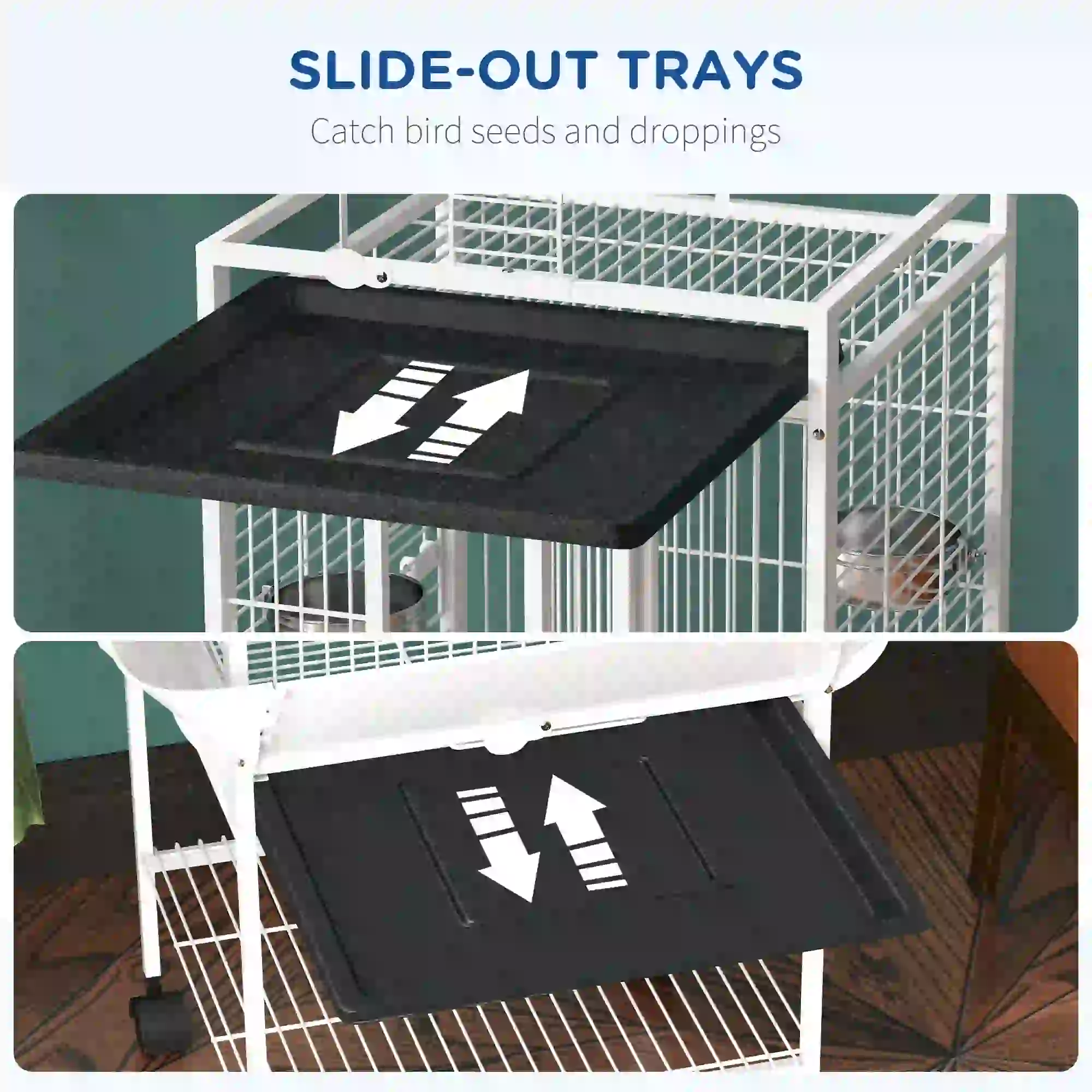61.5 Inch Bird Cage for Parakeet, Cockatiel, Stand, Pull Out Tray, Play Top - Image 4