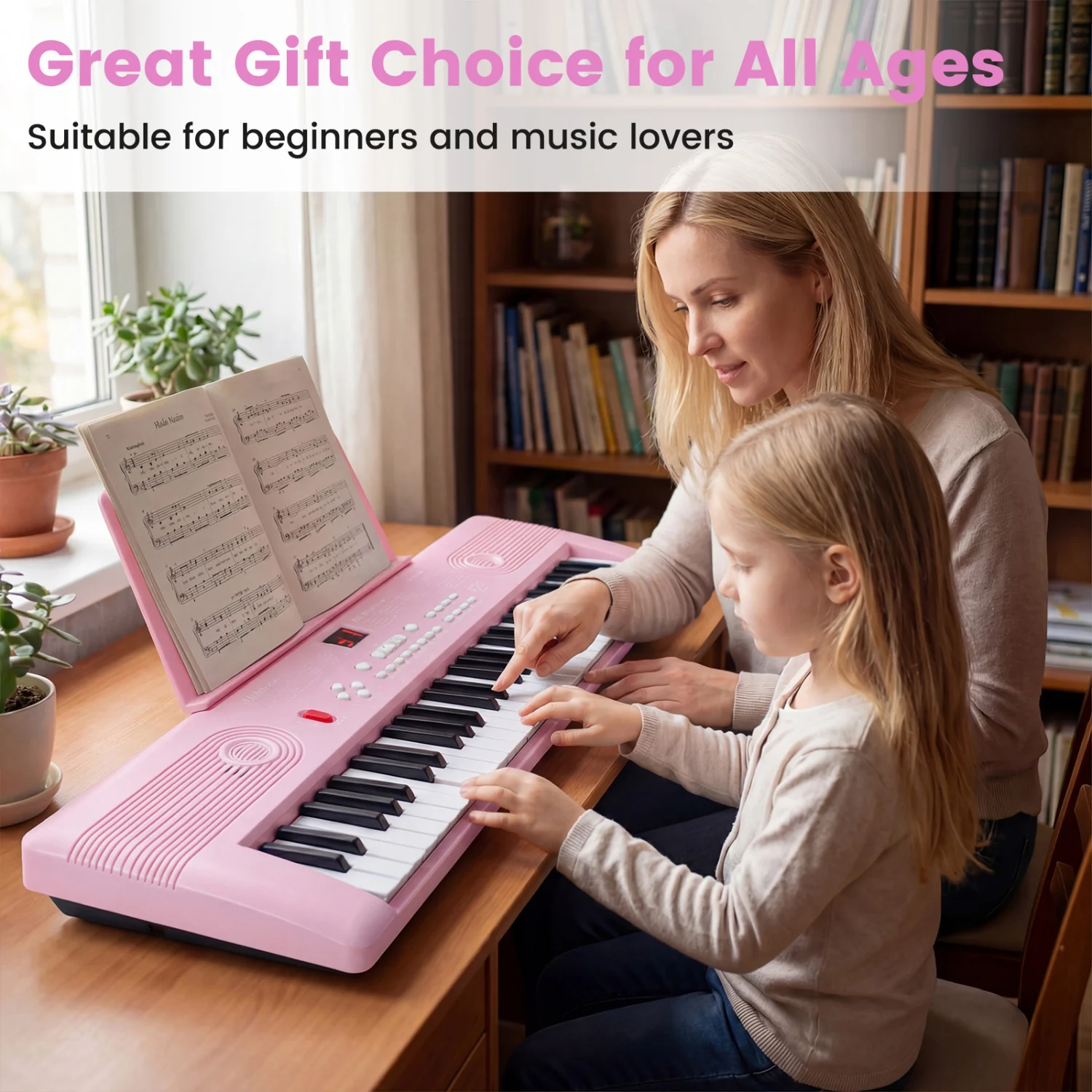 61 Key Portable Digital Keyboard Piano, Pink - Image 5