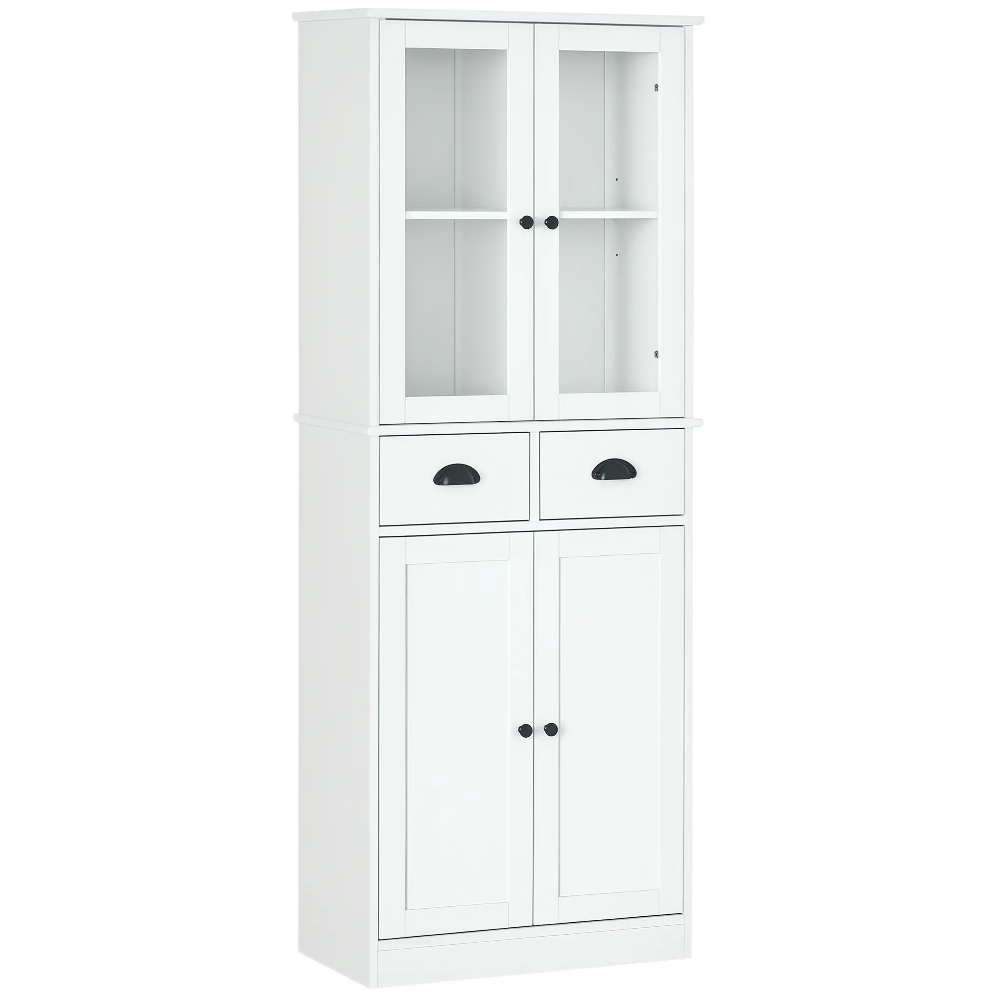 61" Kitchen Pantry Cabinet, Freestanding Farmhouse Style, White