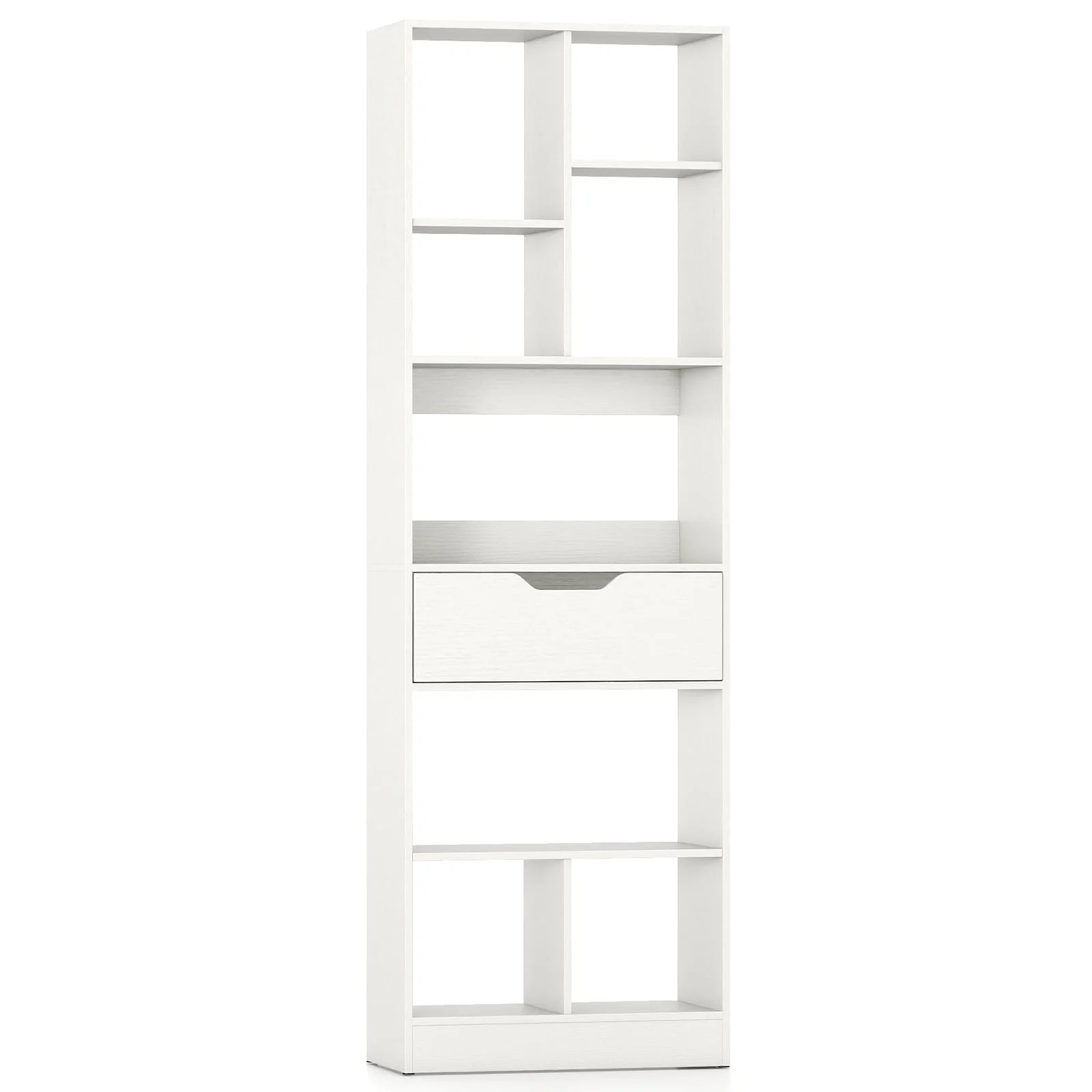 61inch Tall Freestanding Bookcase with Drawer 8-Cube Storage Organizer, White - Image 5