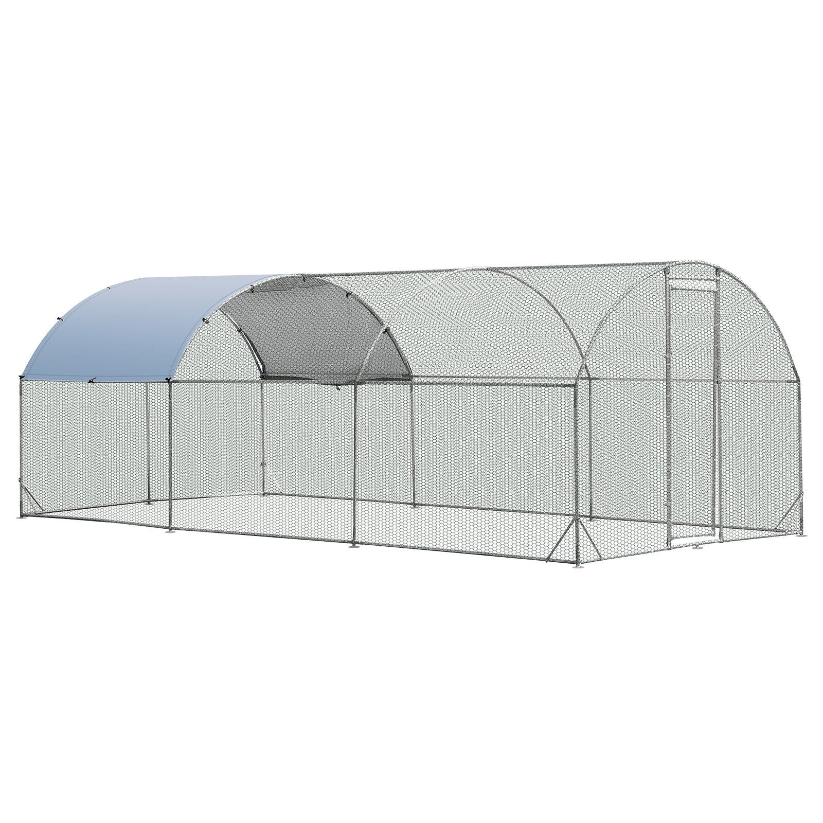 6.2 Feet/12.5 Feet/19 Feet Large Metal Chicken Coop Outdoor Galvanized Dome Cage with Cover-L, Black - Image 4