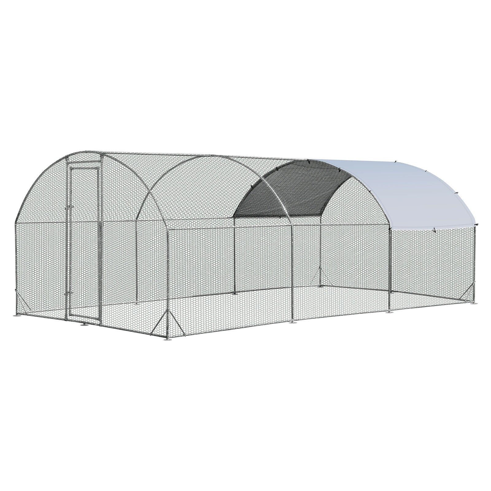6.2 Feet/12.5 Feet/19 Feet Large Metal Chicken Coop Outdoor Galvanized Dome Cage with Cover-L, Black - Image 5