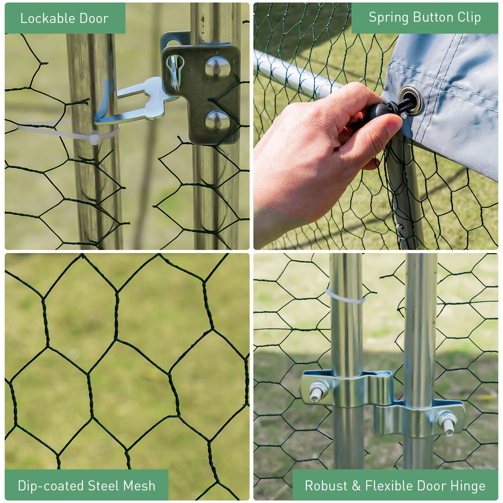 6.2 Feet/12.5 Feet/19 Feet Large Metal Chicken Coop Outdoor Galvanized Dome Cage with Cover-L, Black - Image 9