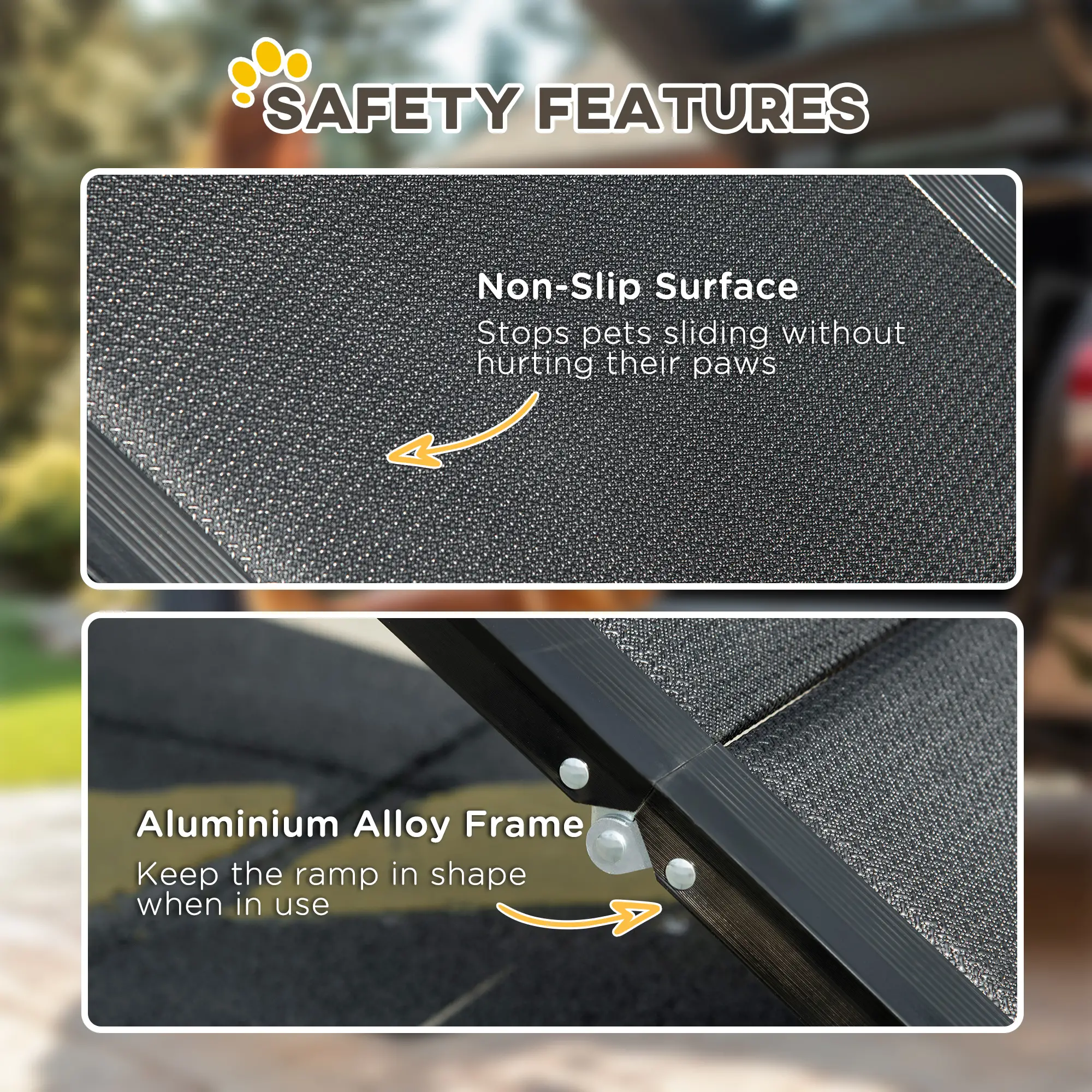 62 Inch Folding Pet Ramp, Lightweight Portable Dog Ramp, Non-Slip Surface, Black - Image 5