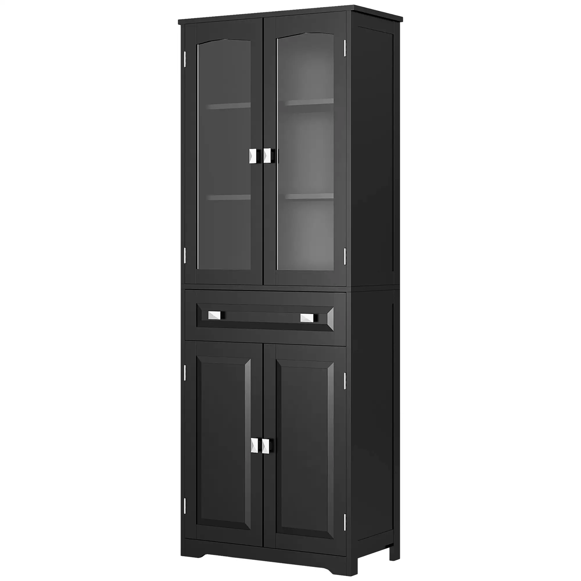 63" 4-Door Kitchen Pantry Cabinet, Adjustable Shelves, Black - Image 11