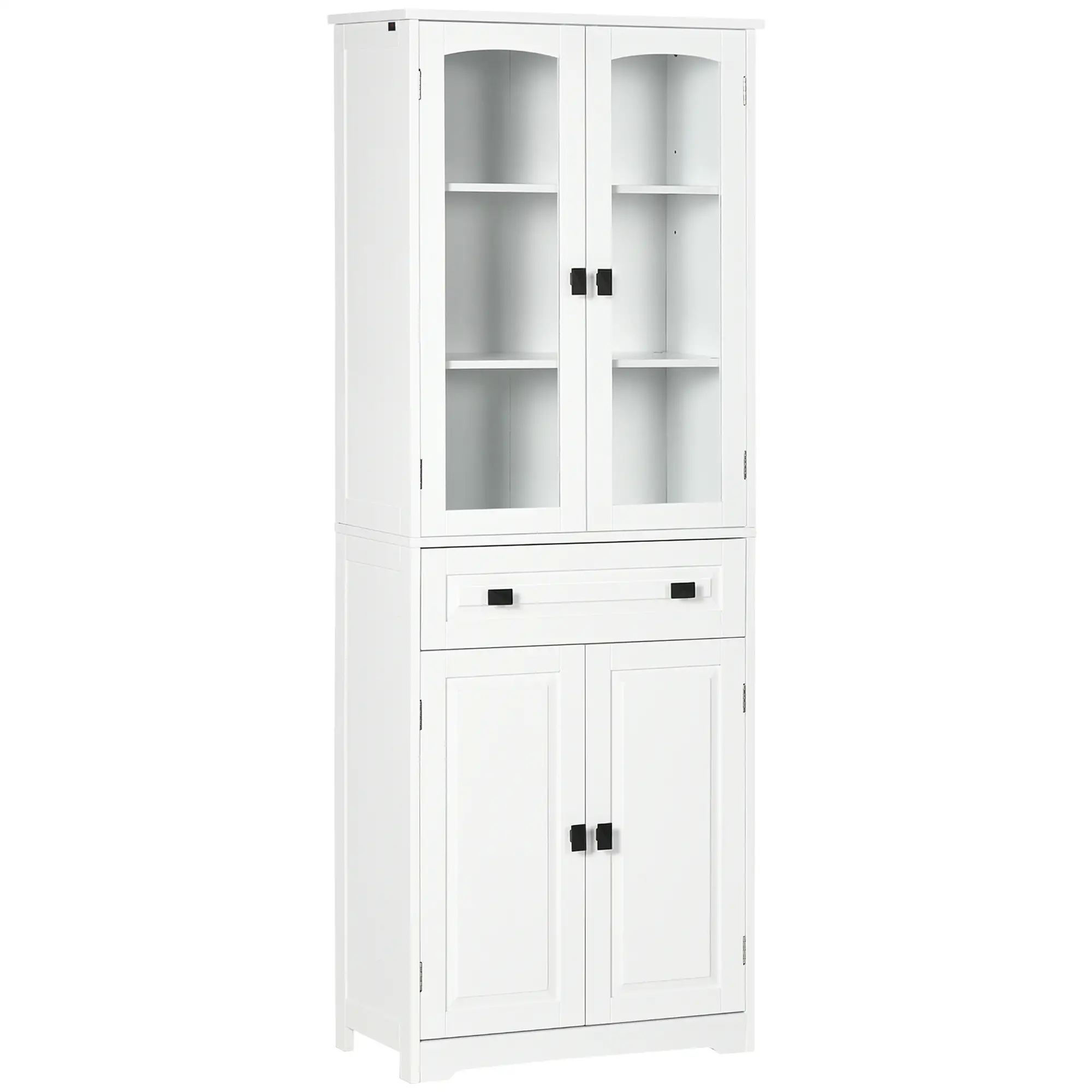 63" 4-Door Kitchen Pantry Cabinet, Adjustable Shelves, White