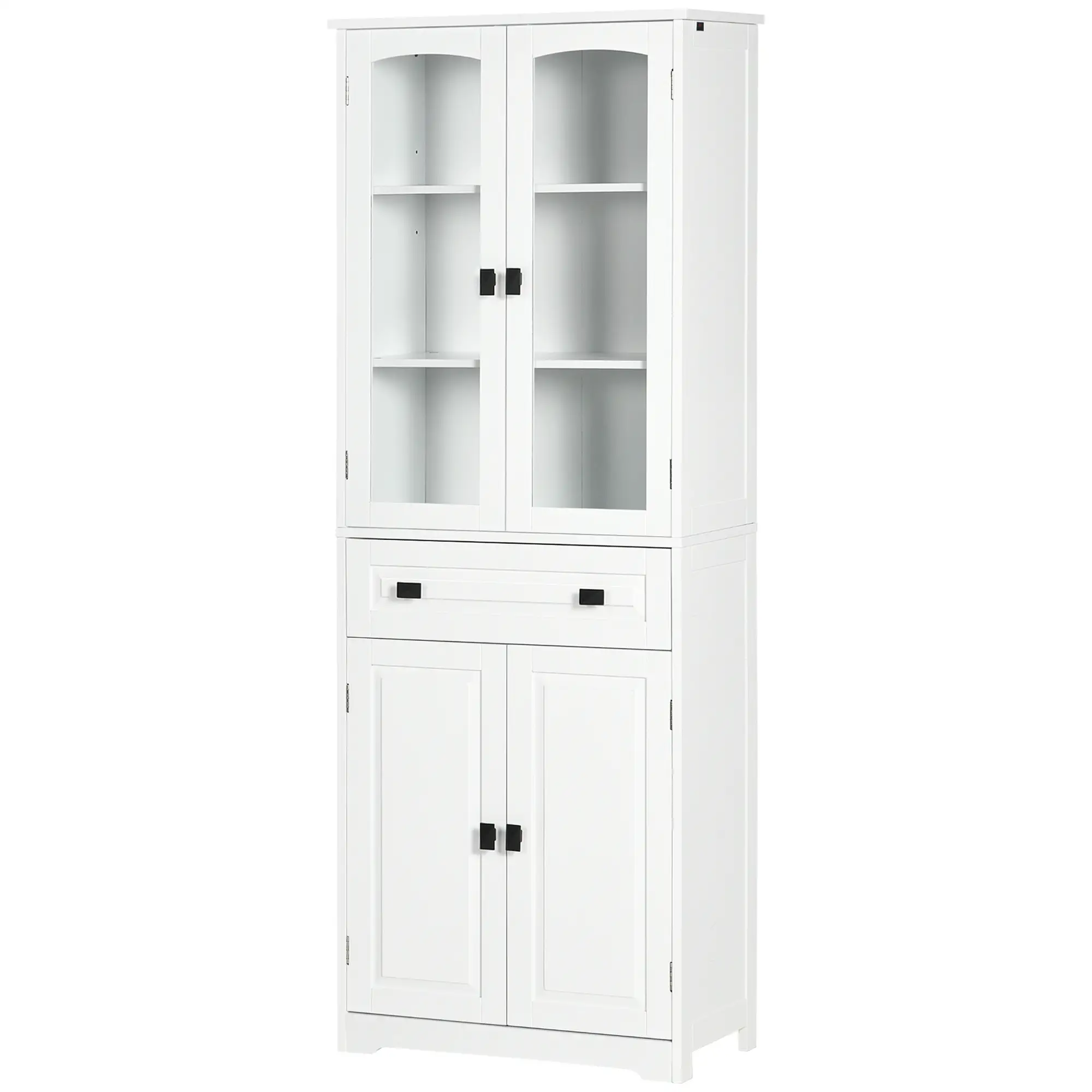 63" 4-Door Kitchen Pantry Cabinet, Adjustable Shelves, White - Image 12