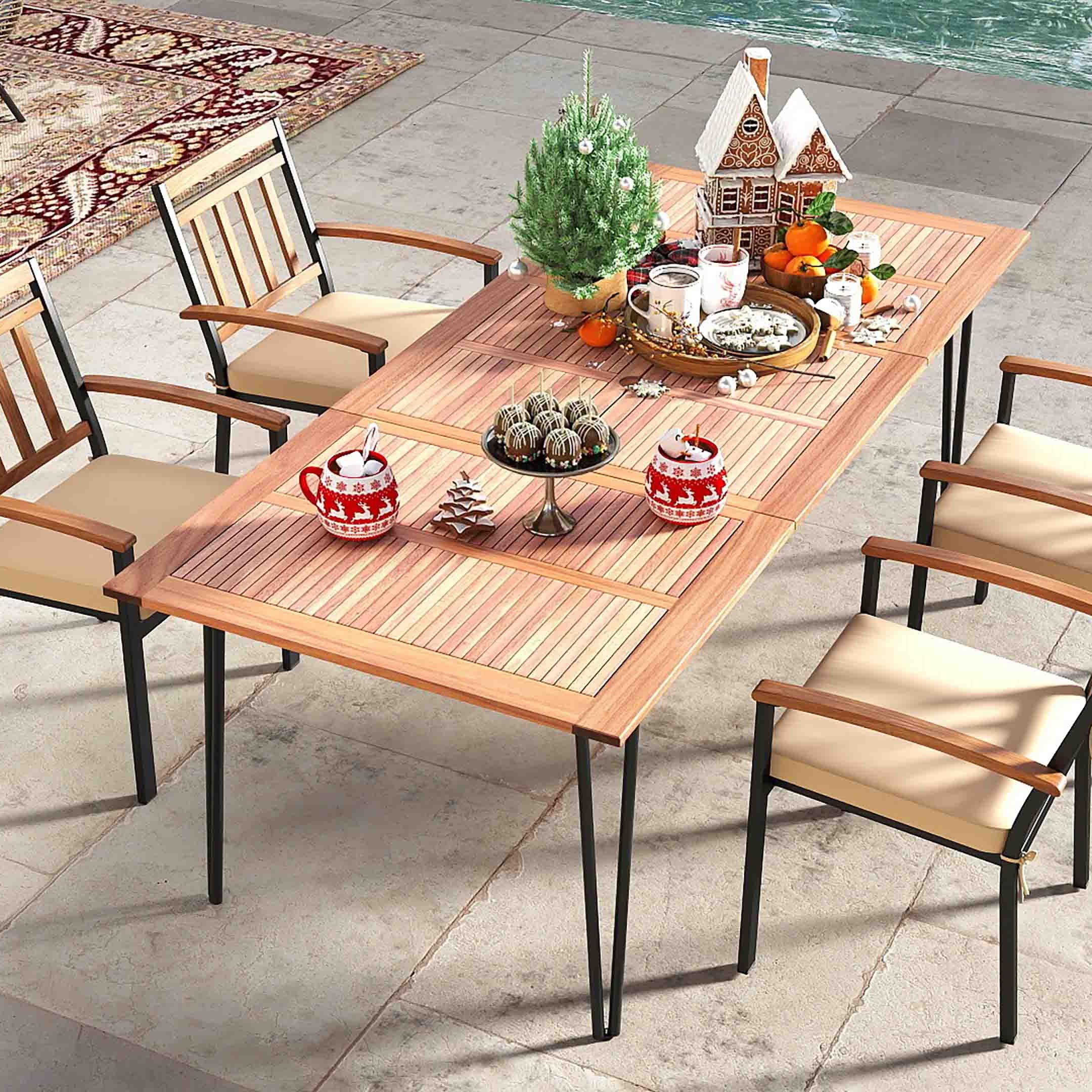 63 Inch Outdoor Dining Table, Set Of 4 Patio Chairs - Image 3