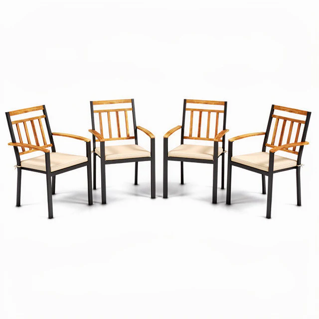 63 Inch Outdoor Dining Table, Set Of 4 Patio Chairs - Image 6