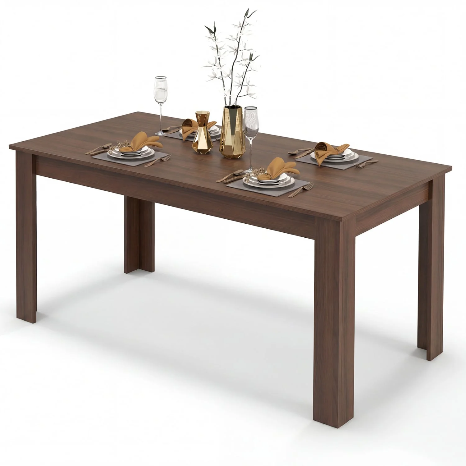 63 Inch Rectangular Dining Table, Walnut