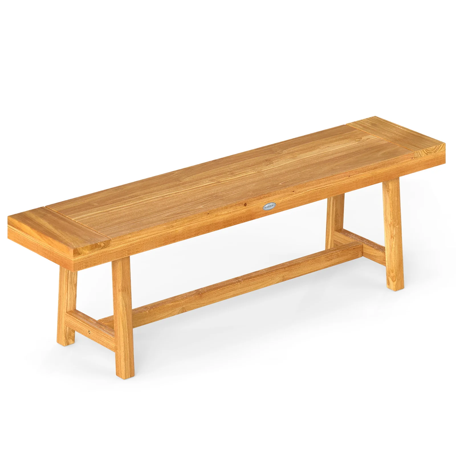 63 Inch Solid Wood Bench, Seats 3 People, Natural