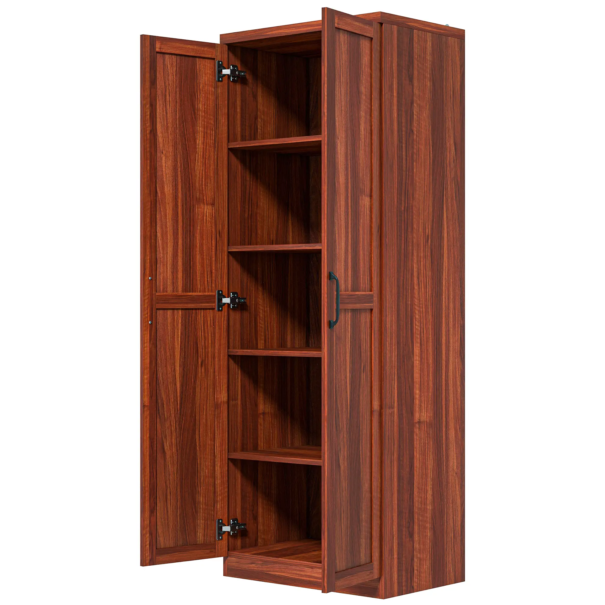 63" Kitchen Storage Cabinet, 5-Tier Pantry with Doors, Adjustable Shelves, Tan